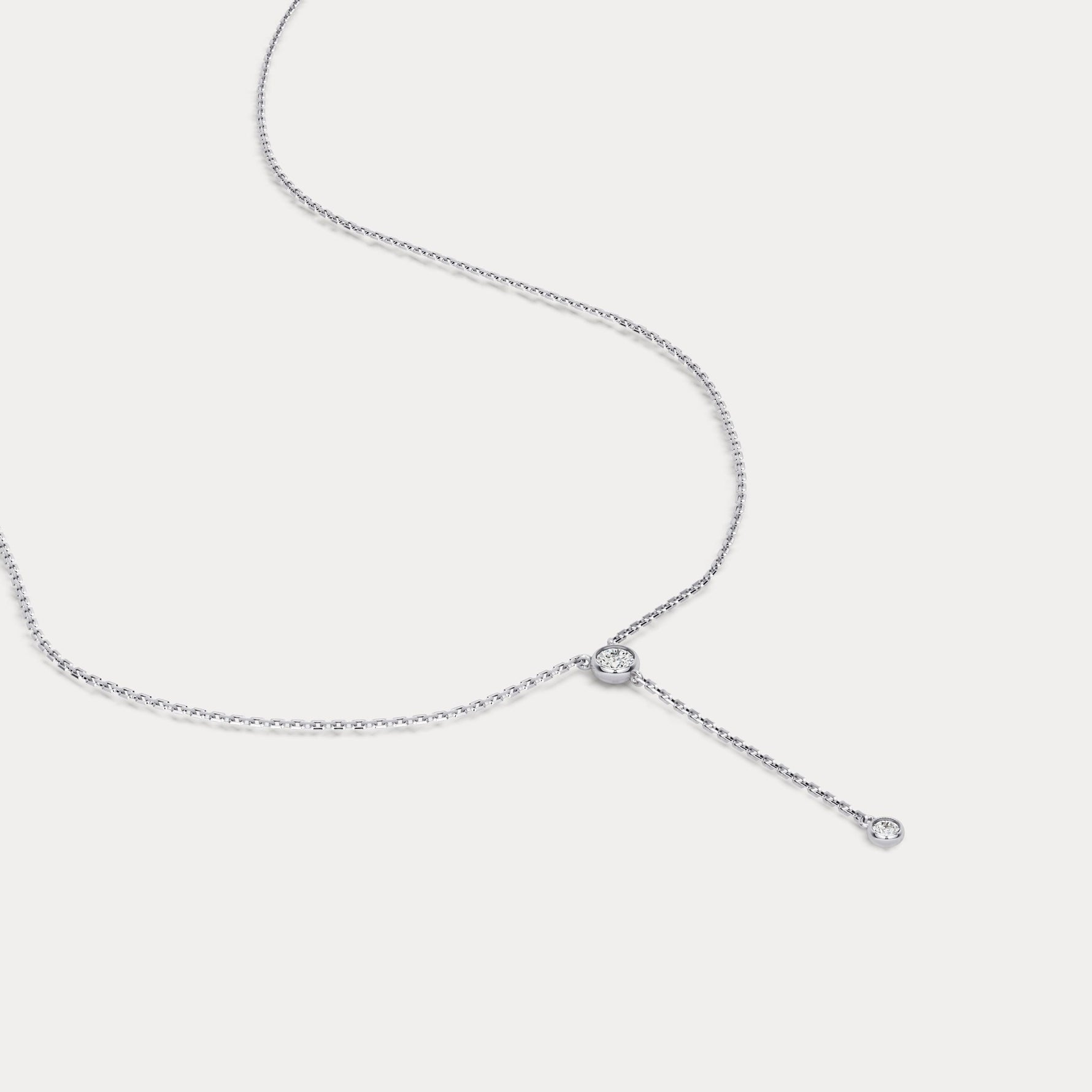 Lab - Grown Diamond Y Drop Pendant Necklace in 14K Solid Gold/Platinum - Necklaces