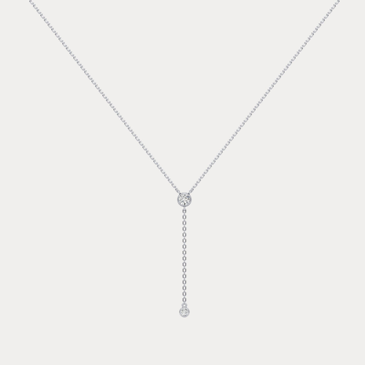 Lab - Grown Diamond Y Drop Pendant Necklace in 14K Solid Gold/Platinum - Necklaces