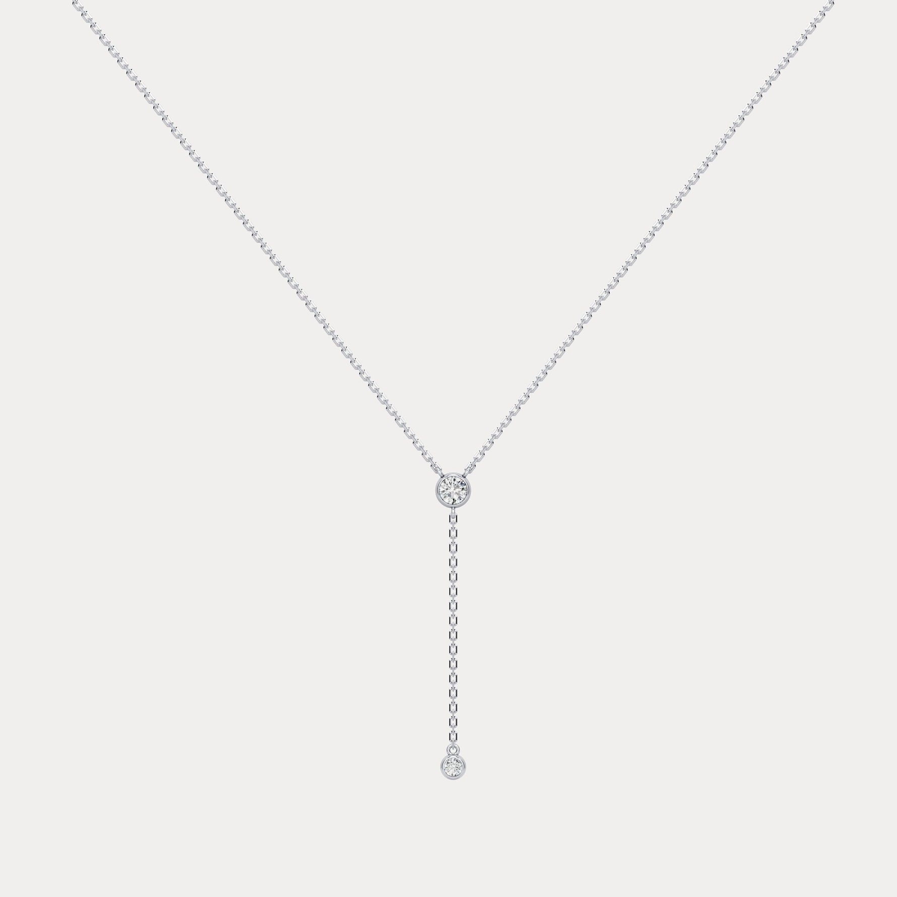 Lab - Grown Diamond Y Drop Pendant Necklace in 14K Solid Gold/Platinum - Necklaces