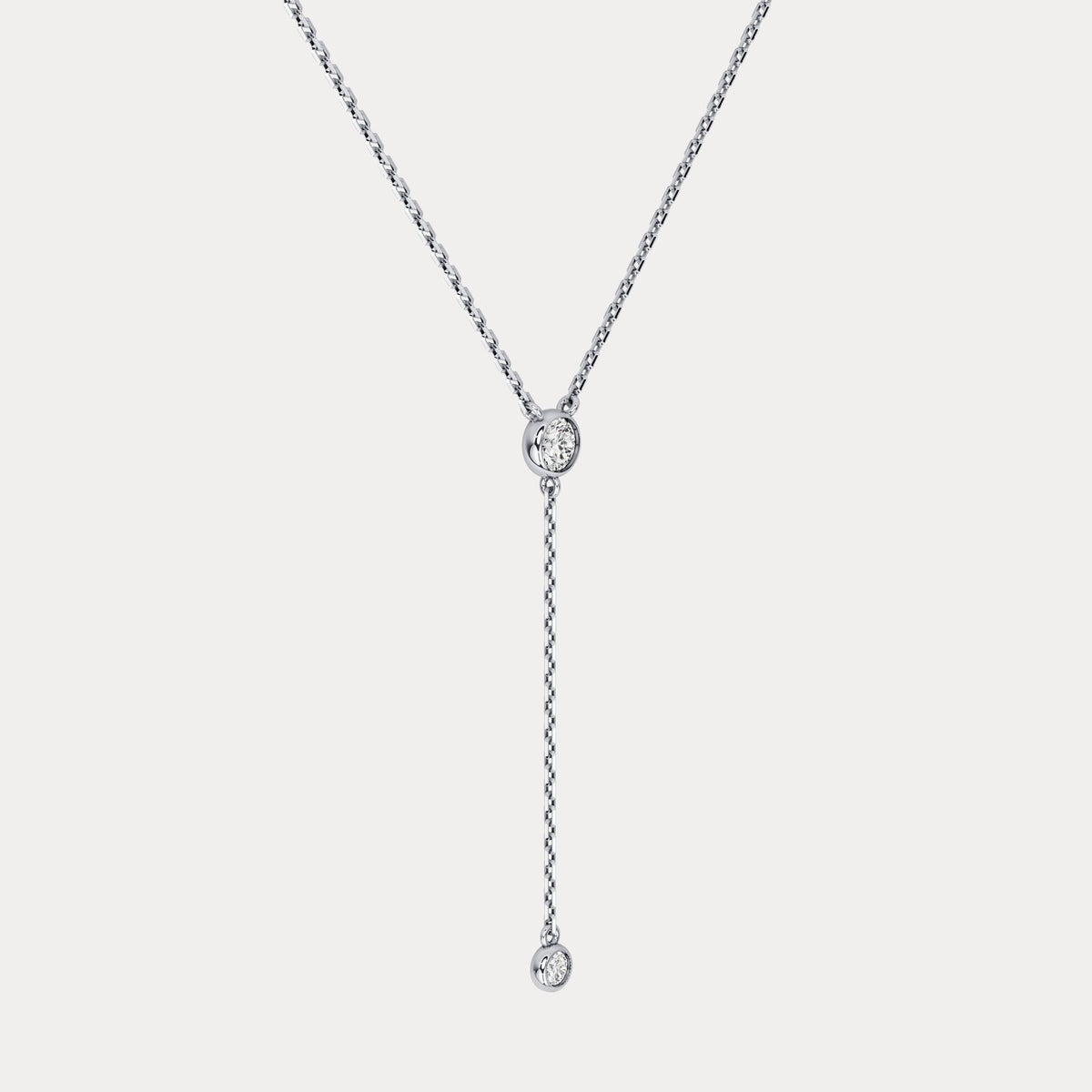 Lab - Grown Diamond Y Drop Pendant Necklace in 14K Solid Gold/Platinum - Necklaces