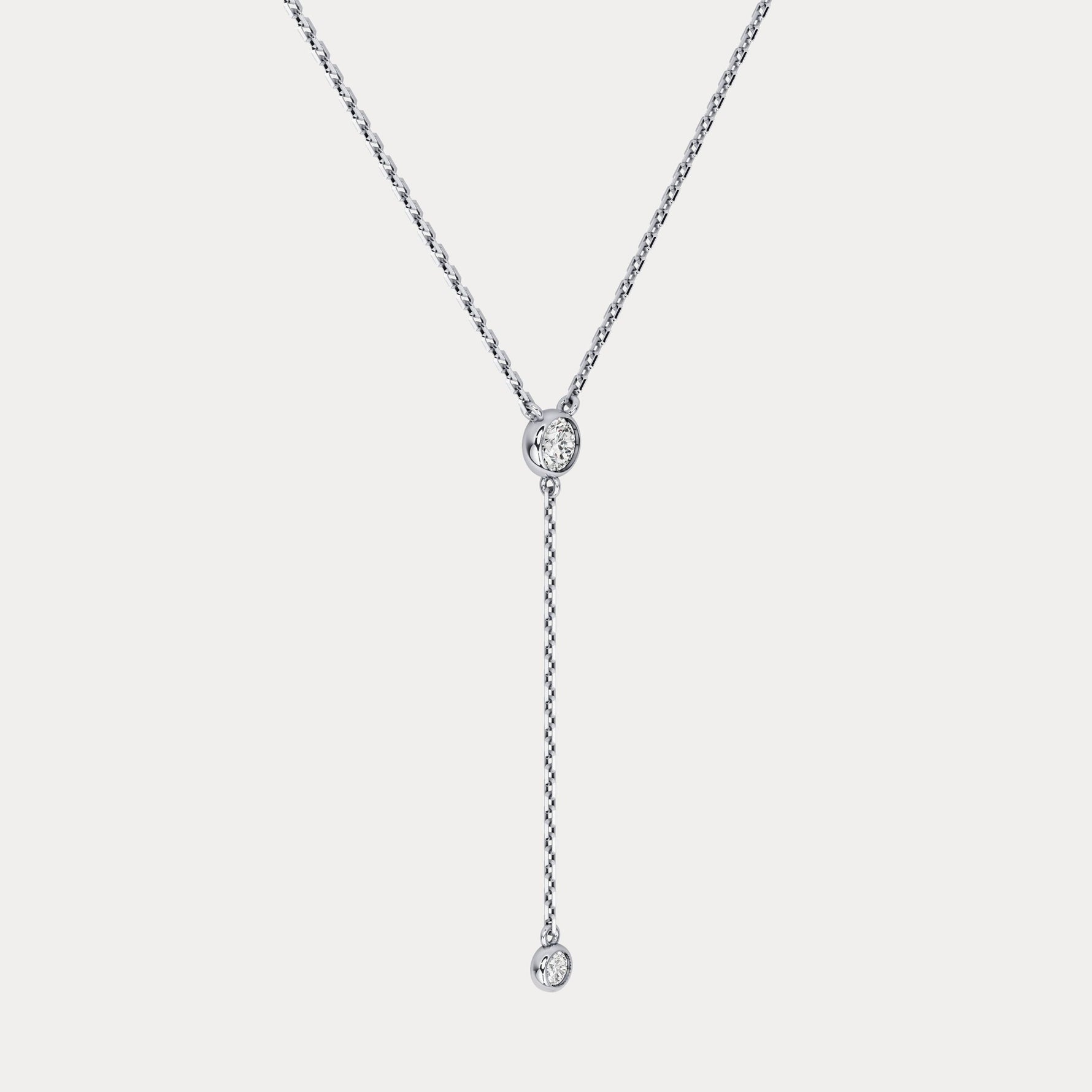 Lab - Grown Diamond Y Drop Pendant Necklace in 14K Solid Gold/Platinum - Necklaces