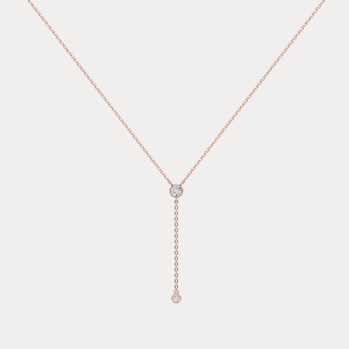 Lab - Grown Diamond Y Drop Pendant Necklace in 14K Solid Gold/Platinum - Necklaces