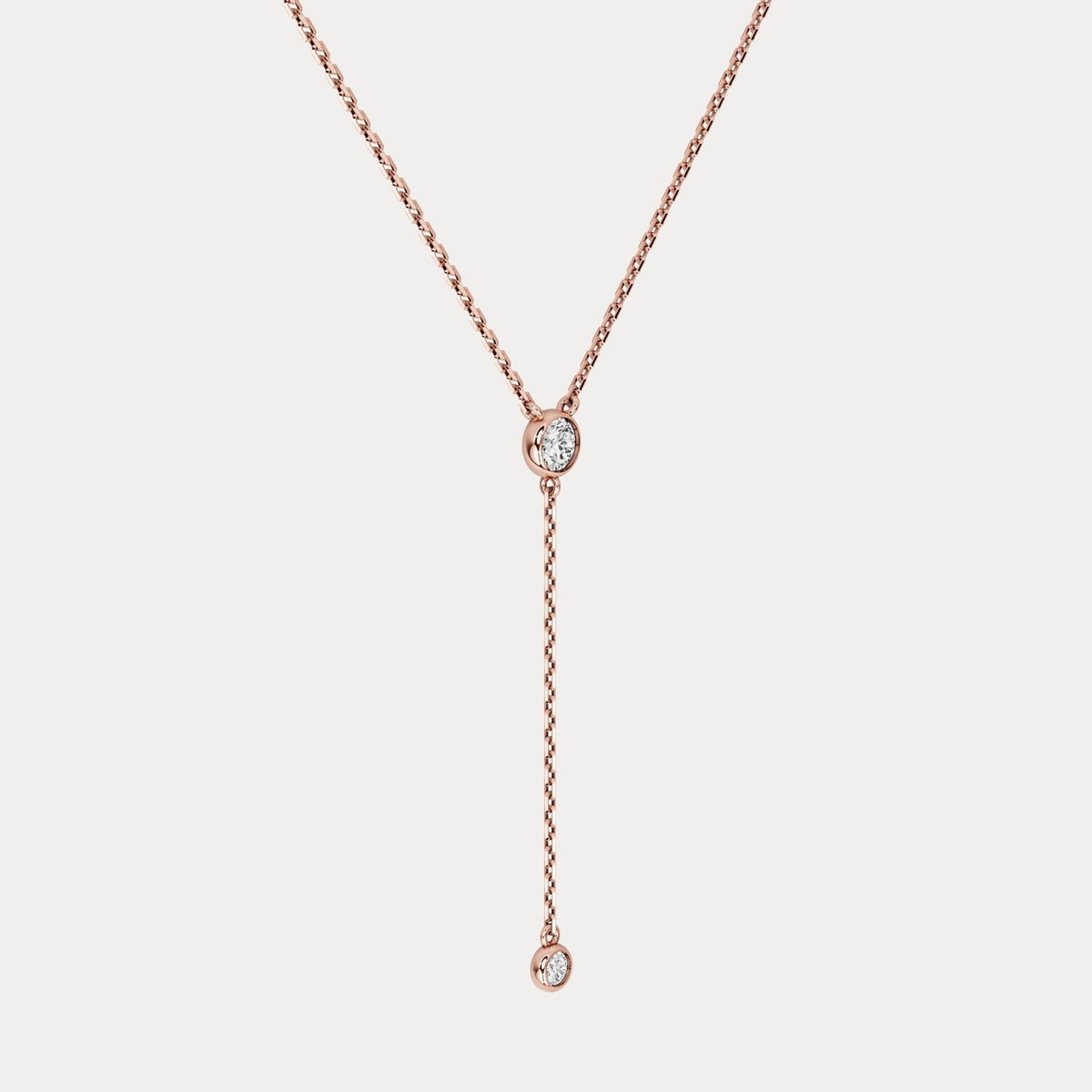 Lab - Grown Diamond Y Drop Pendant Necklace in 14K Solid Gold/Platinum - Necklaces