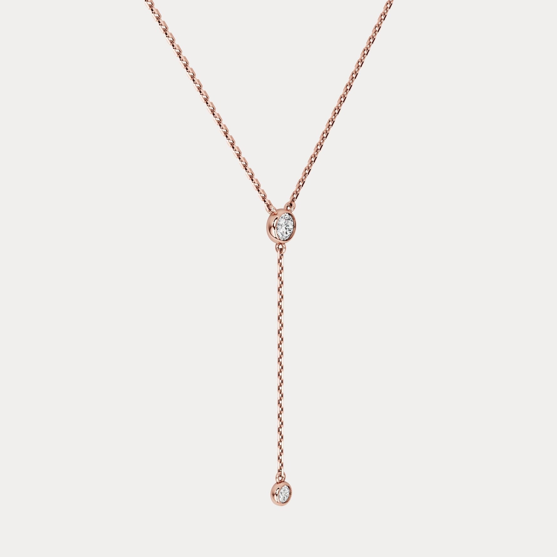 Lab - Grown Diamond Y Drop Pendant Necklace in 14K Solid Gold/Platinum - Necklaces