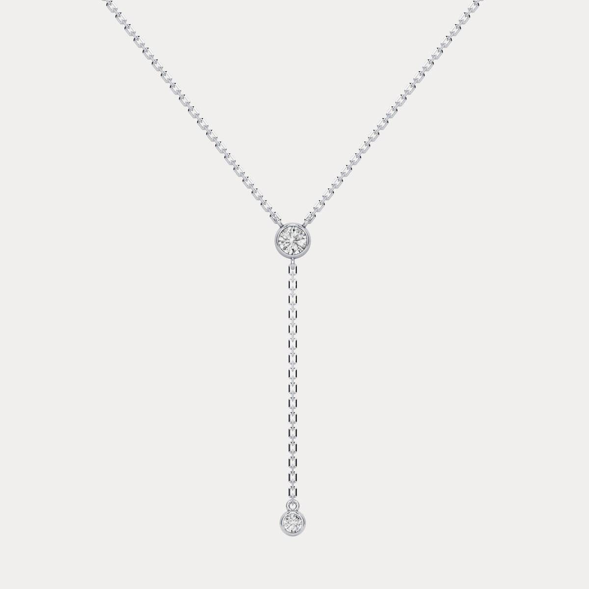 Lab - Grown Diamond Y Drop Pendant Necklace in Sterling Silver - Necklaces
