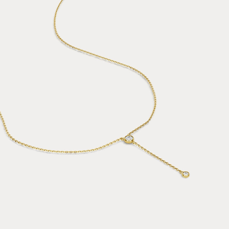Lab - Grown Diamond Y Drop Pendant Necklace in Sterling Silver - Necklaces