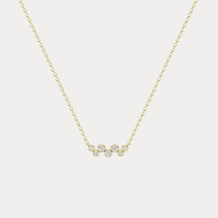 Bezel-Set Lab-Grown Diamond Alternating Wave Cluster Necklace in 14K Gold/Platinum - Necklaces