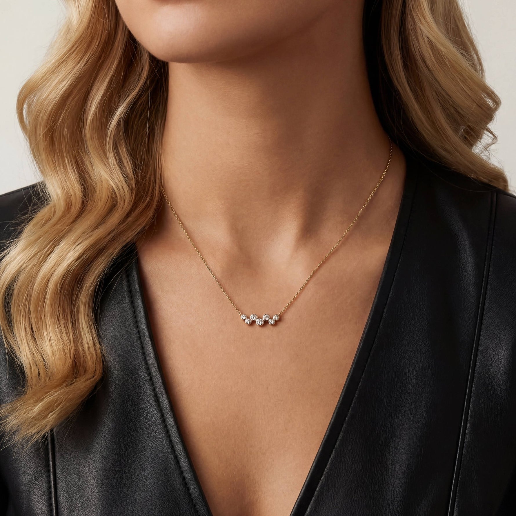 Drifting | Asymmetrical Bezel Diamond Necklace - Necklaces