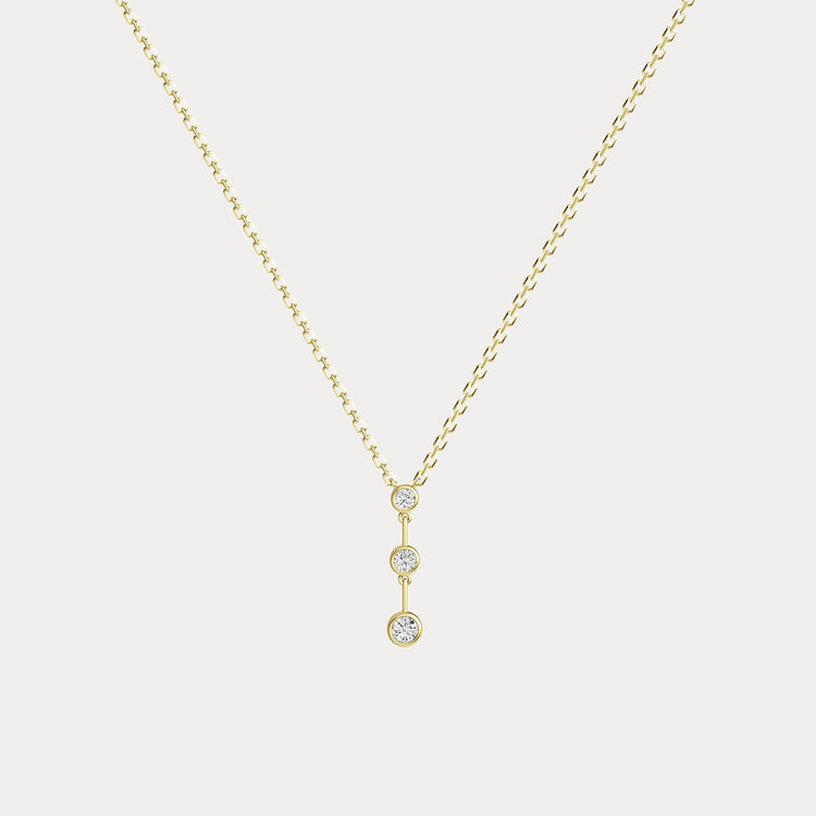 Linear Bezel Lab-Grown Diamond Cascade Necklace in 14K Solid Gold/Platinum - Necklaces