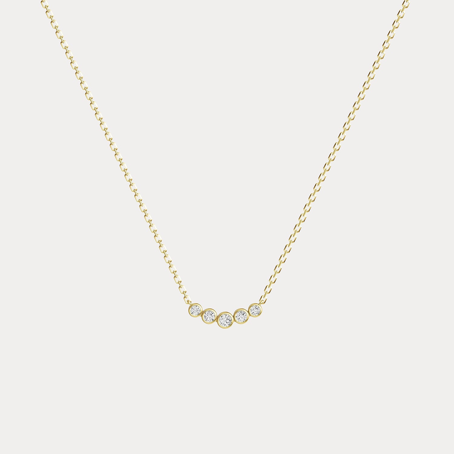 5-Stone Bezel Lab-Grown Diamond Station Necklace in 14K Solid Gold/Platinum