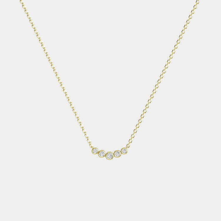 5-Stone Bezel Lab-Grown Diamond Station Necklace in 14K Solid Gold/Platinum - Necklaces