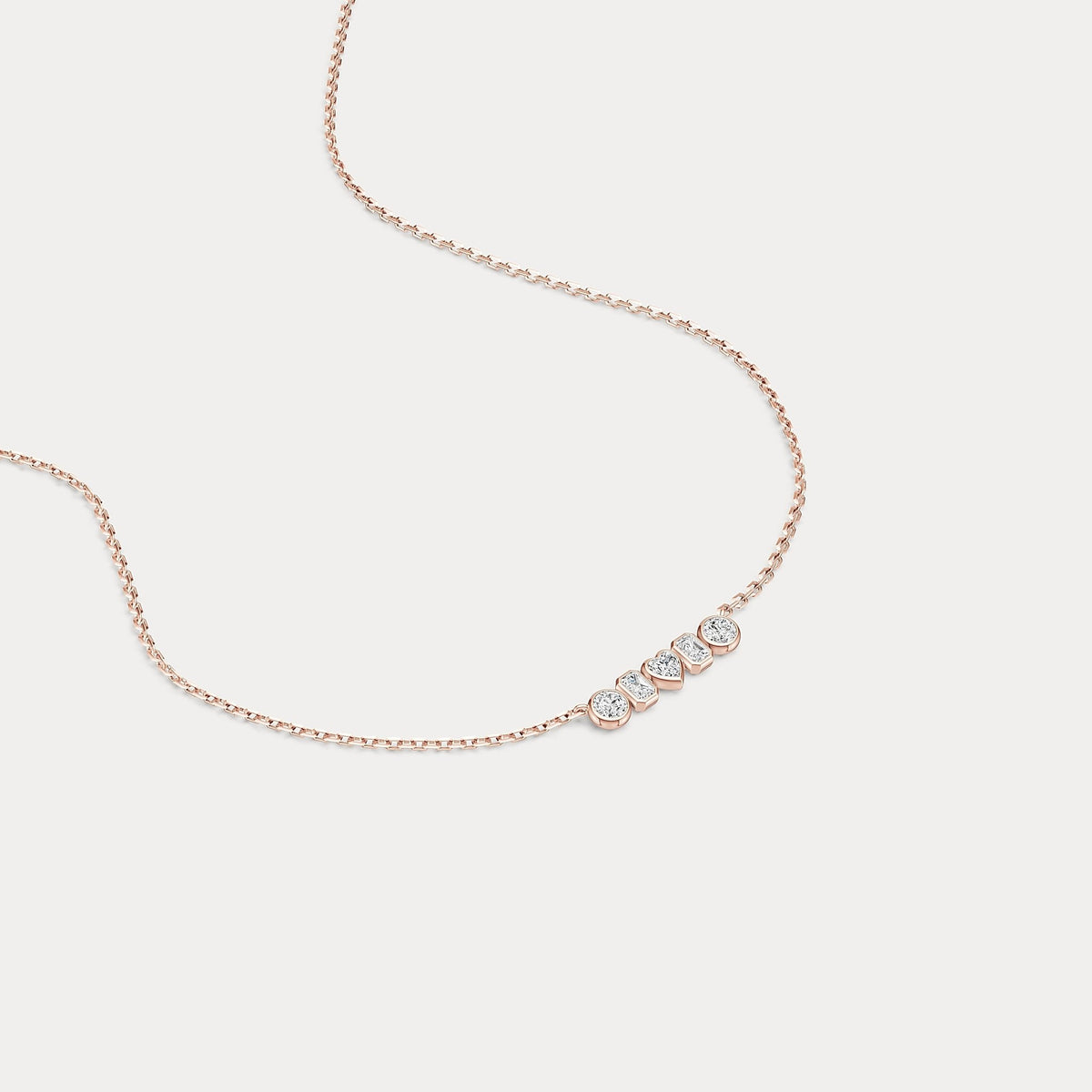 Bezel Multi-Shape Cluster Lab-Grown Diamond Necklace in 14K Solid Gold / Platinum - Necklaces