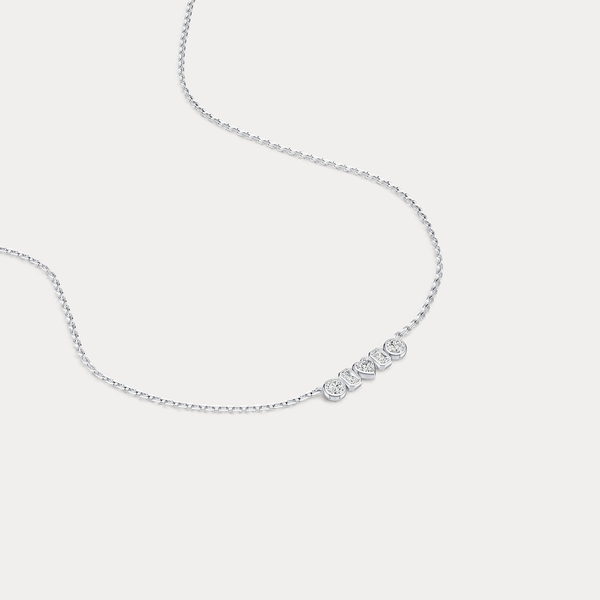 Bezel Multi-Shape Cluster Lab-Grown Diamond Necklace in 14K Solid Gold / Platinum - Necklaces