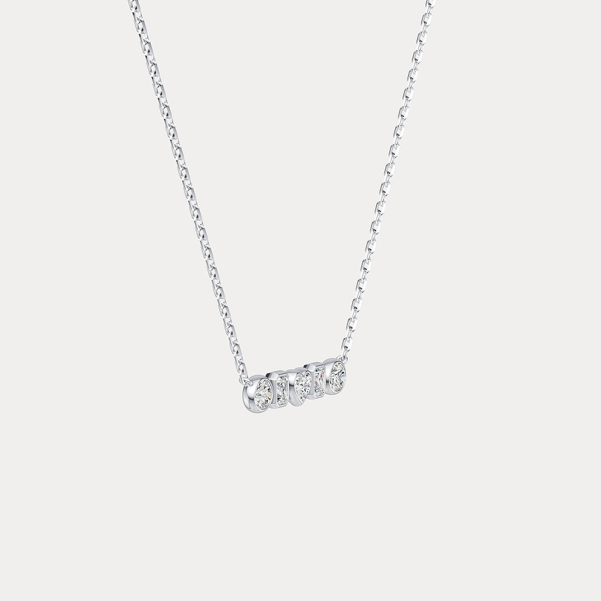 Bezel Multi-Shape Cluster Lab-Grown Diamond Necklace in 14K Solid Gold / Platinum - Necklaces