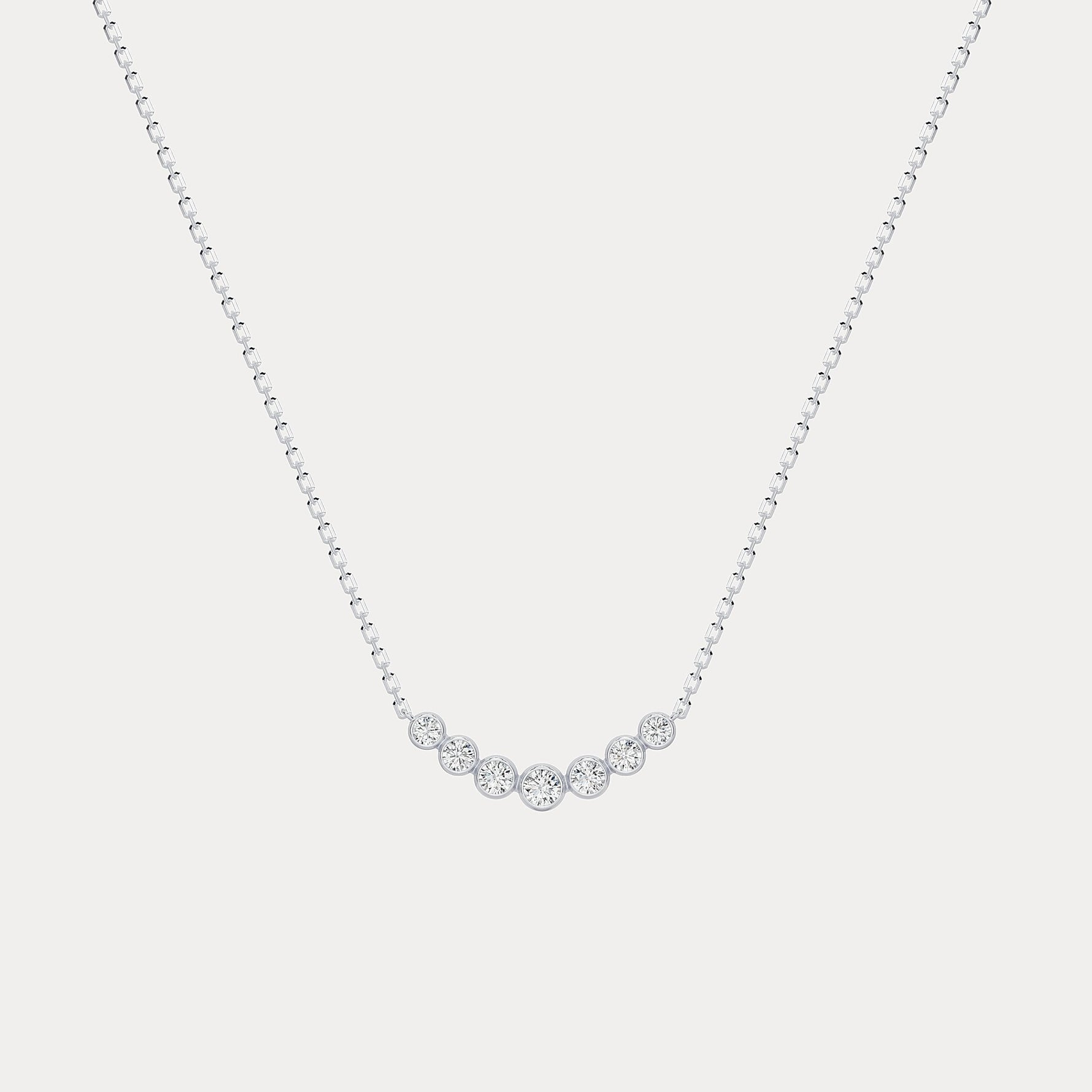 Seven - Stone Bezel - Set Lab - Grown Diamond Bar Necklace in 14K Gold/Platinum - Necklaces