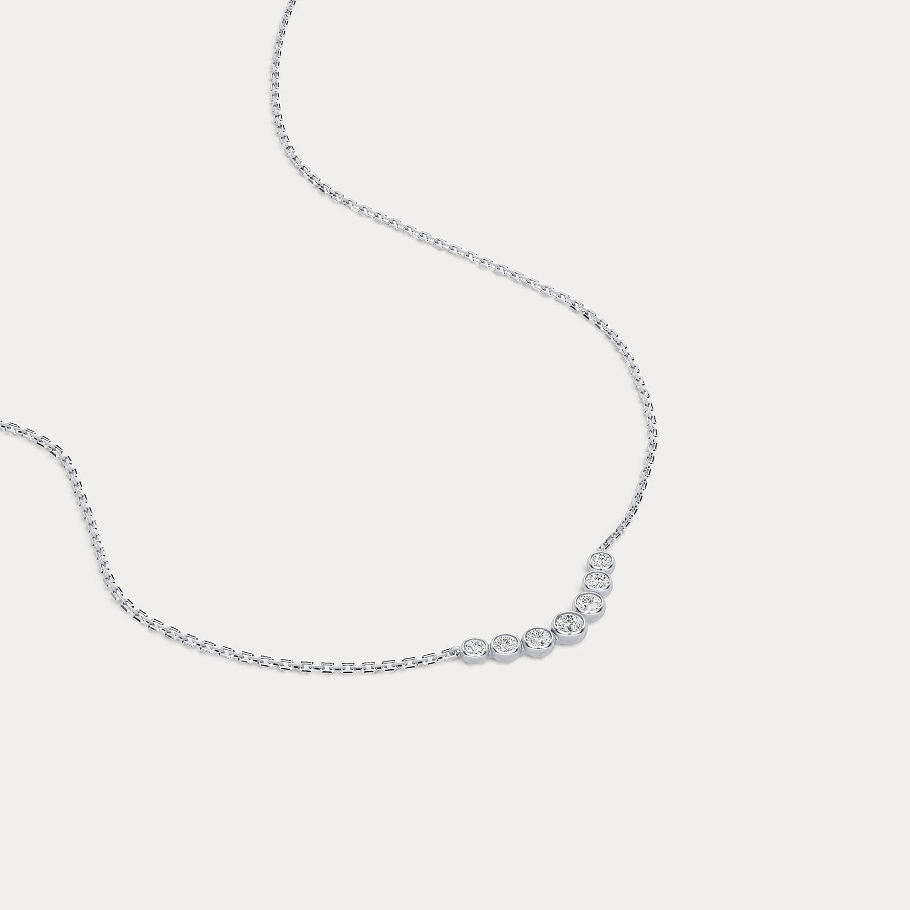 Seven - Stone Bezel - Set Lab - Grown Diamond Bar Necklace in 14K Gold/Platinum - Necklaces