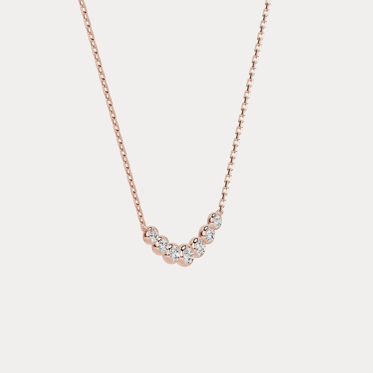 Seven - Stone Bezel - Set Lab - Grown Diamond Bar Necklace in 14K Gold/Platinum - Necklaces