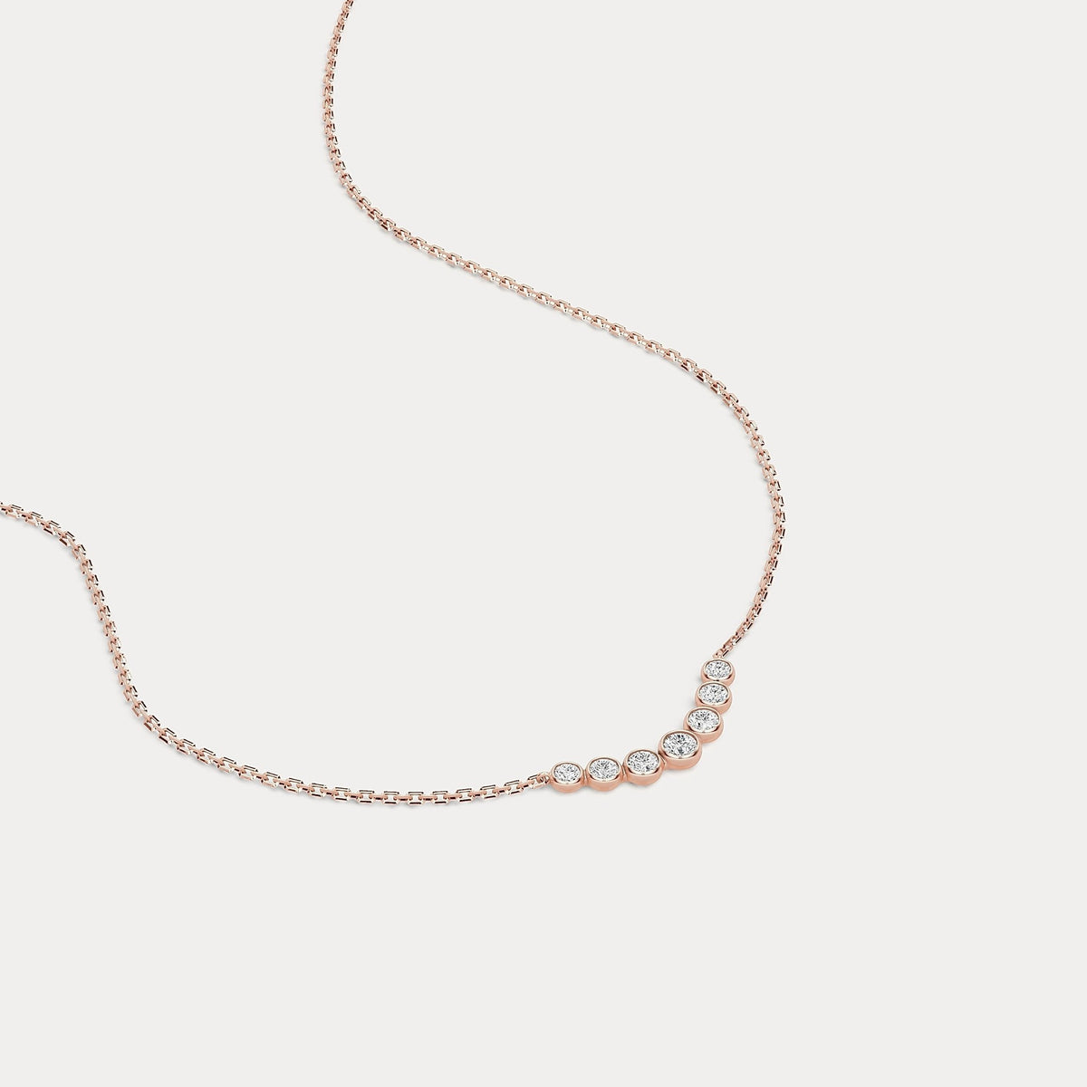 Seven - Stone Bezel - Set Lab - Grown Diamond Bar Necklace in 14K Gold/Platinum - Necklaces