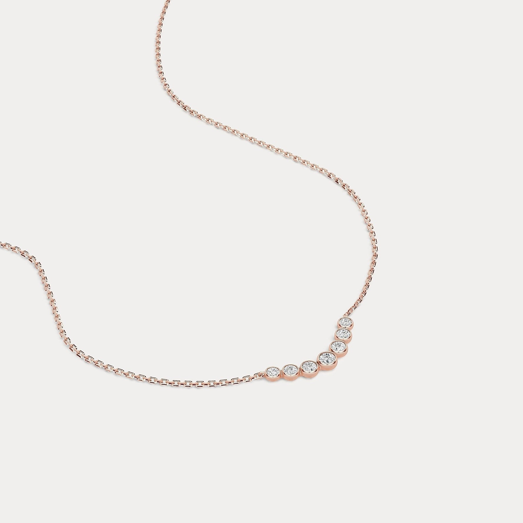 Seven - Stone Bezel - Set Lab - Grown Diamond Bar Necklace in 14K Gold/Platinum - Necklaces