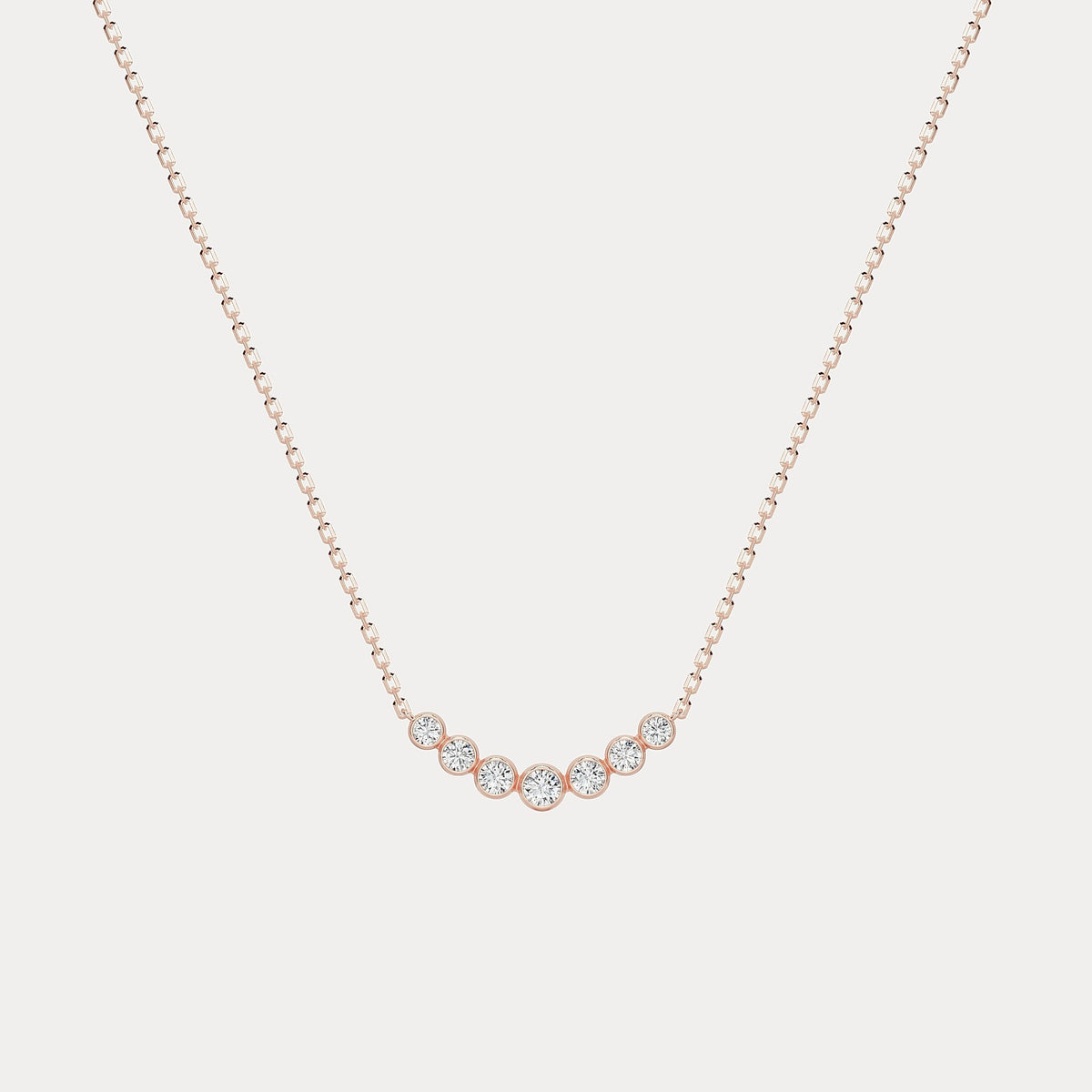 Seven - Stone Bezel - Set Lab - Grown Diamond Bar Necklace in 14K Gold/Platinum - Necklaces