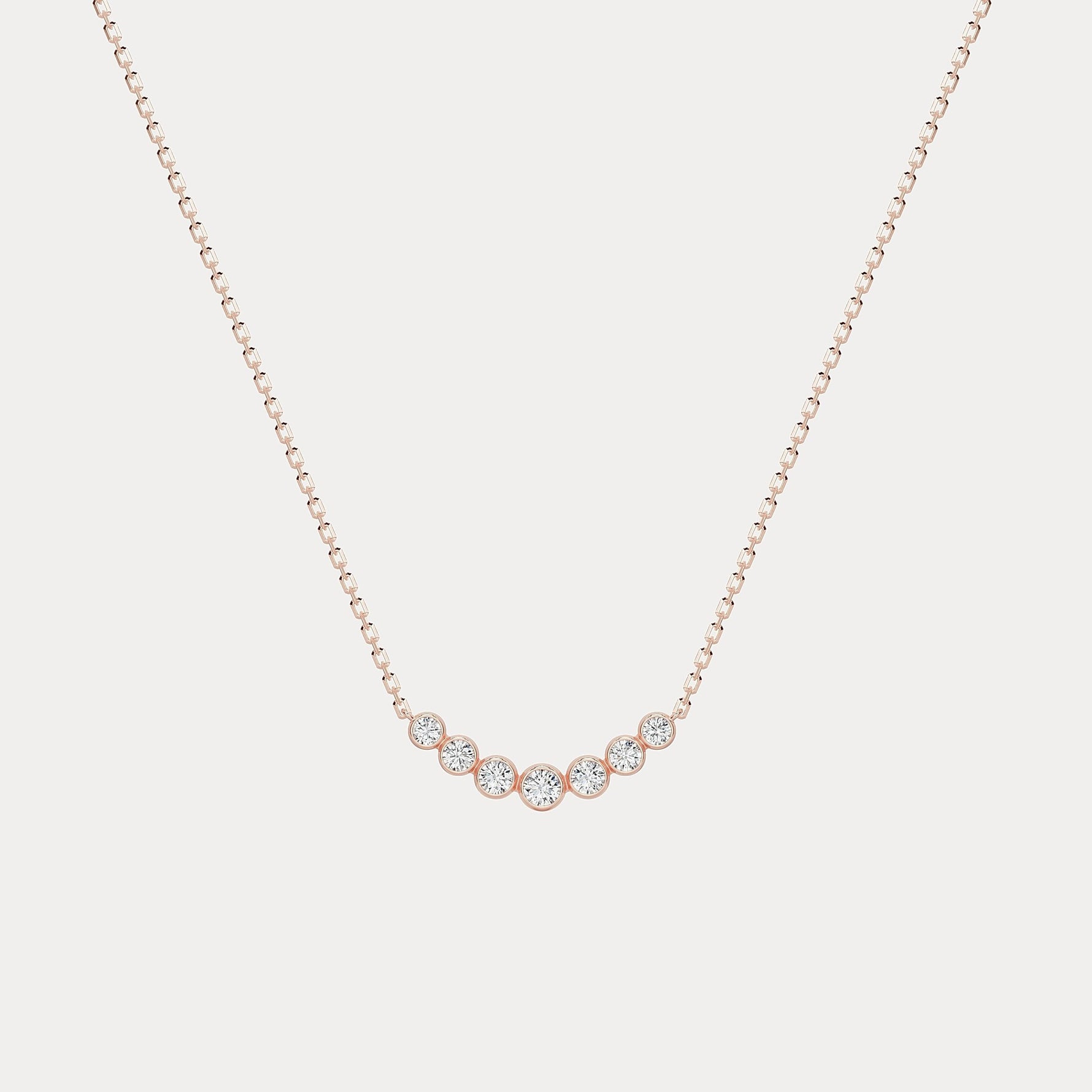 Seven - Stone Bezel - Set Lab - Grown Diamond Bar Necklace in 14K Gold/Platinum - Necklaces