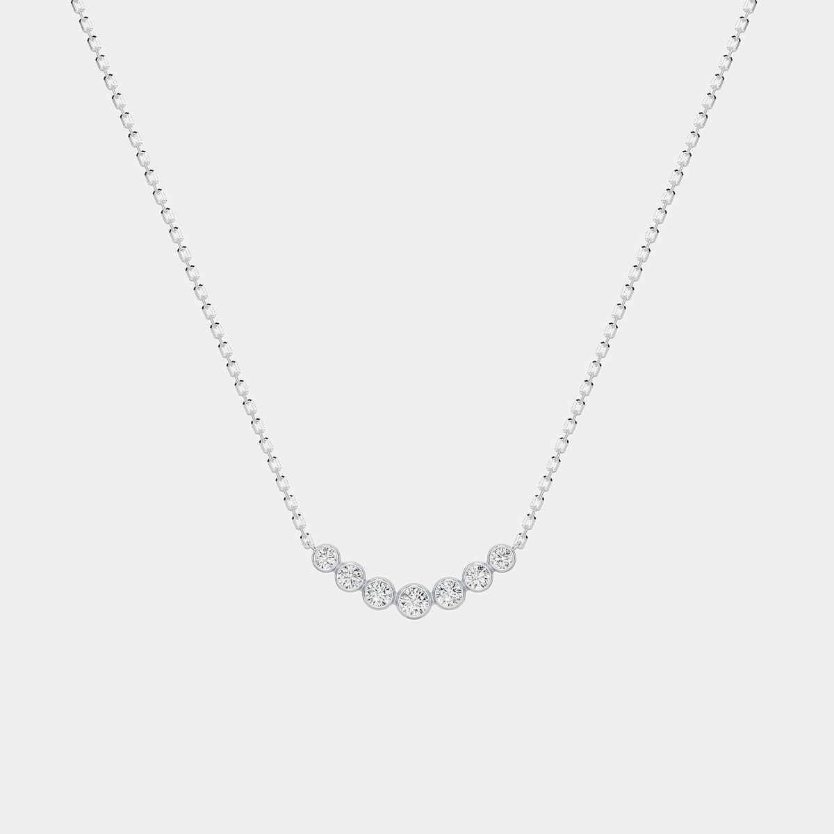 Seven - Stone Bezel - Set Lab - Grown Diamond Bar Necklace in 14K Gold/Platinum - Necklaces