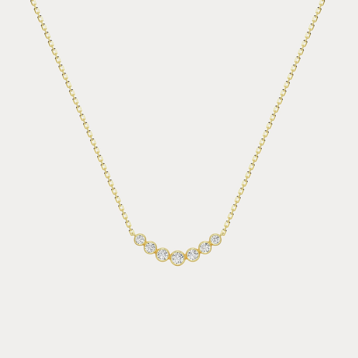 Seven - Stone Bezel - Set Lab - Grown Diamond Bar Necklace in 14K Gold/Platinum - Necklaces