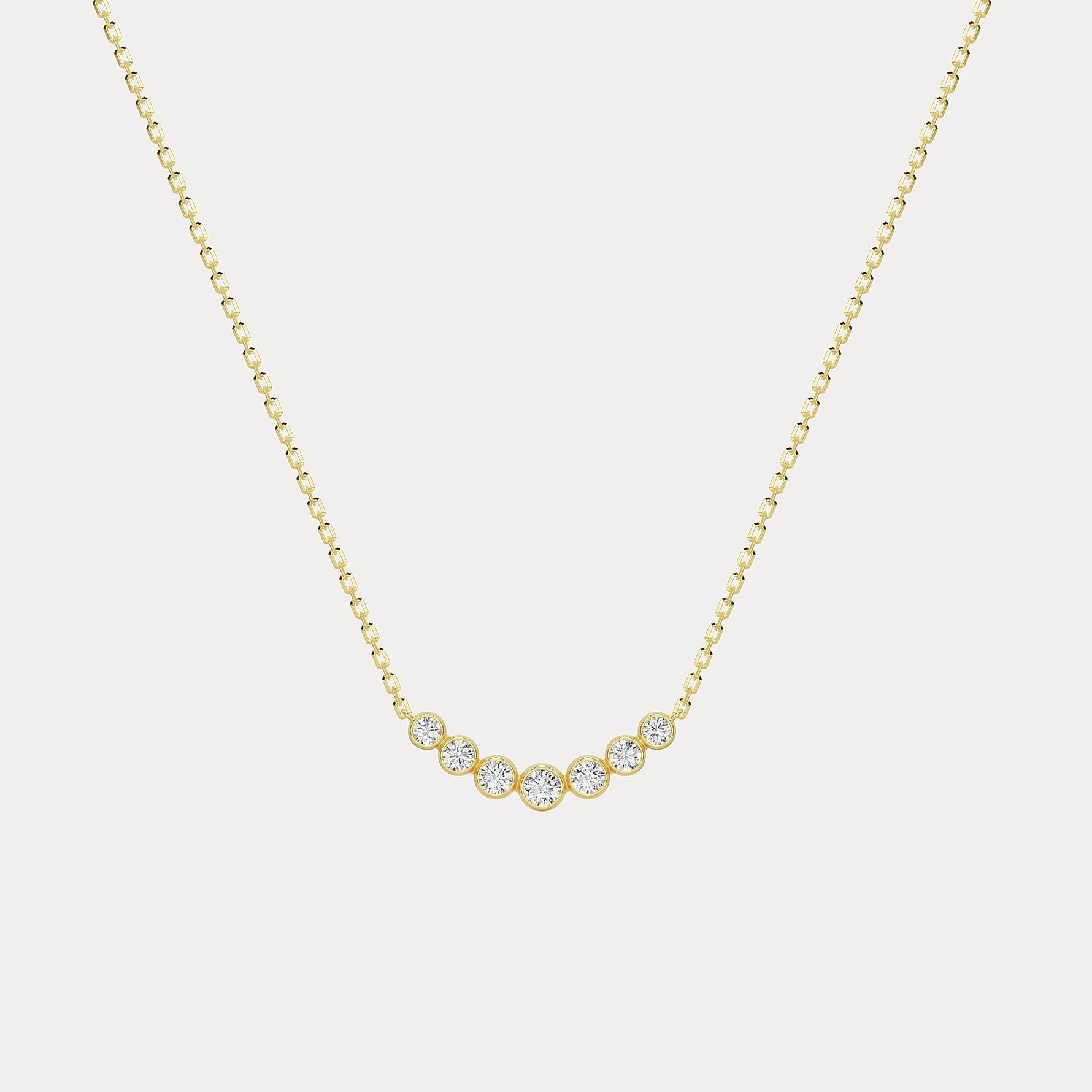Seven - Stone Bezel - Set Lab - Grown Diamond Bar Necklace in 14K Gold/Platinum - Necklaces