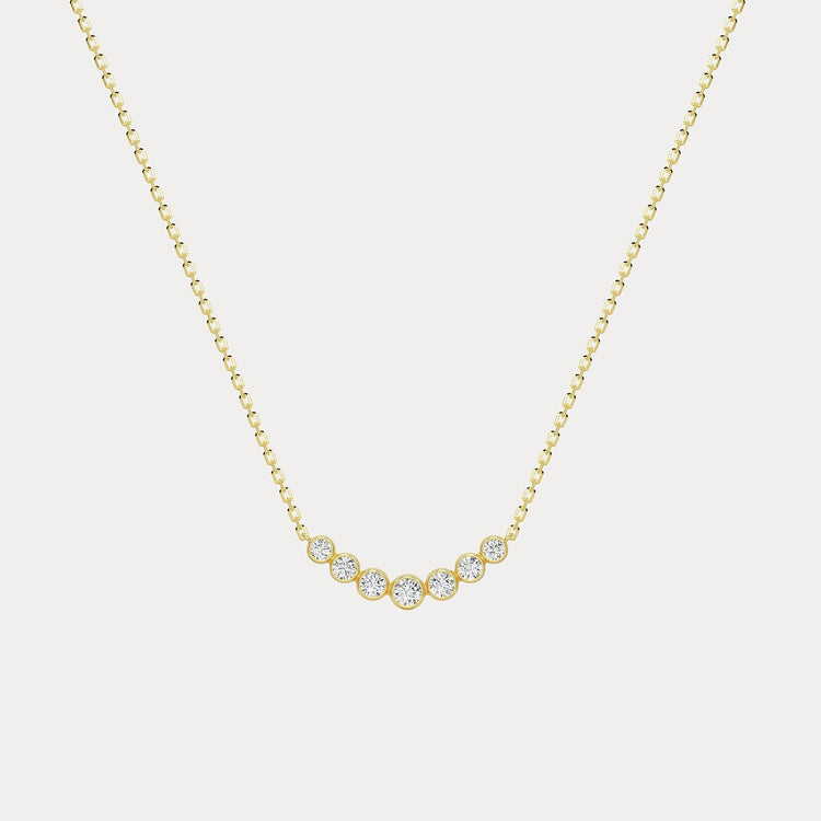 Seven - Stone Bezel - Set Lab - Grown Diamond Bar Necklace in 14K Gold/Platinum - Necklaces