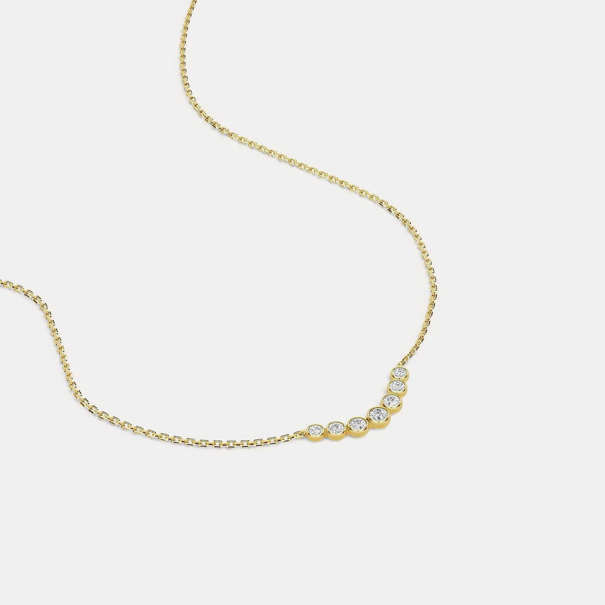 Seven - Stone Bezel - Set Lab - Grown Diamond Bar Necklace in 14K Gold/Platinum - Necklaces