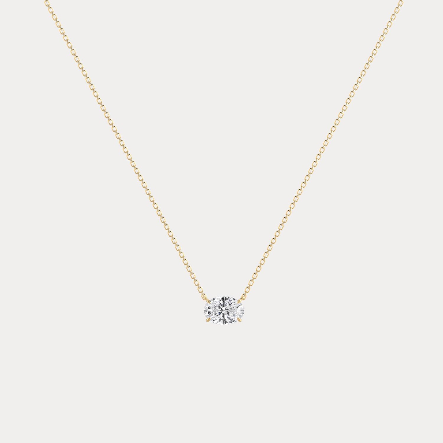 Oval Lab-Grown Diamond Solitaire Pendant Necklace - Necklaces