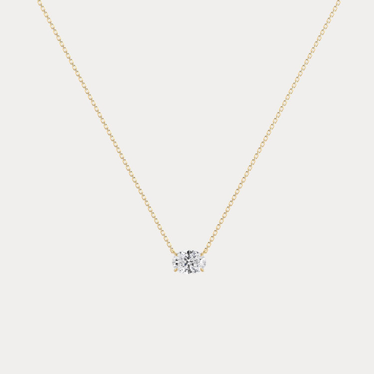 Oval Lab-Grown Diamond Solitaire Pendant Necklace - Necklaces