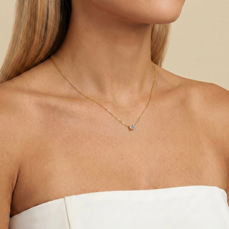 Oval Lab-Grown Diamond Solitaire Pendant Necklace - Necklaces