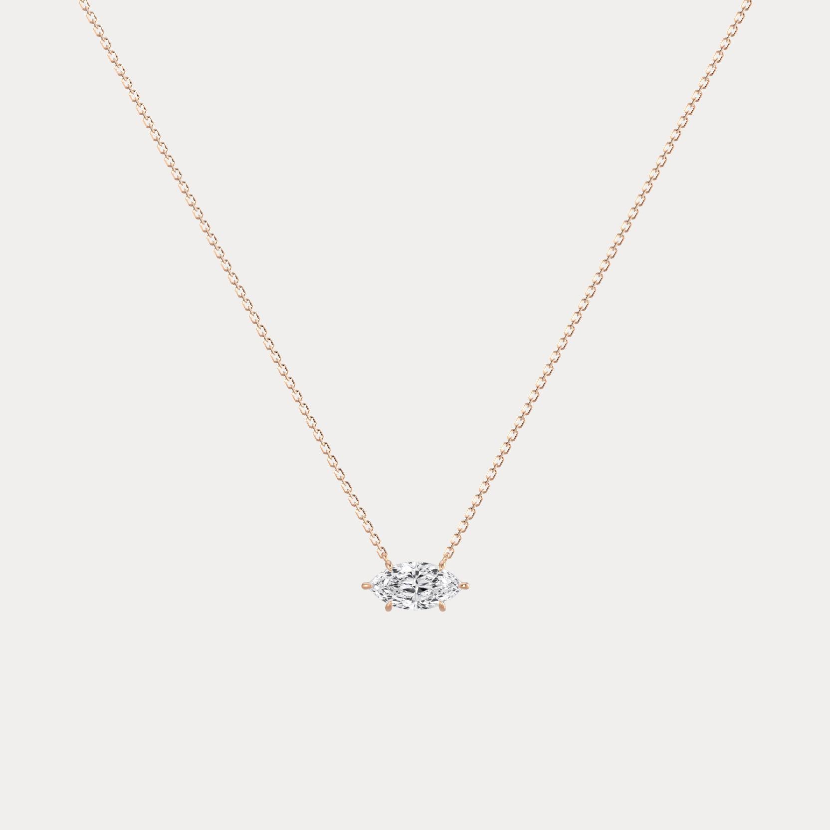 Marquise Lab-Grown Diamond Solitaire Pendant Necklace - Necklaces