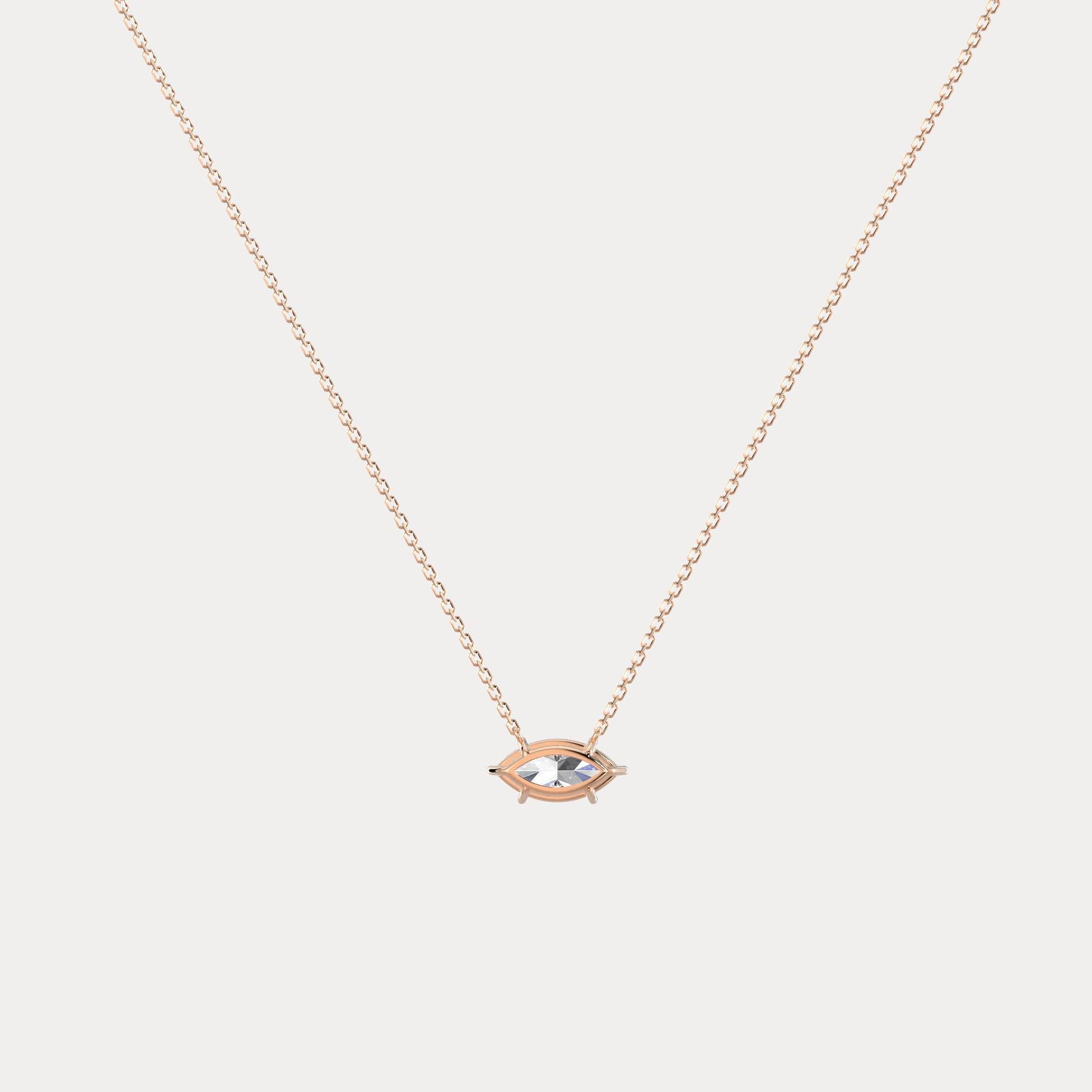 Marquise Lab-Grown Diamond Solitaire Pendant Necklace - Necklaces