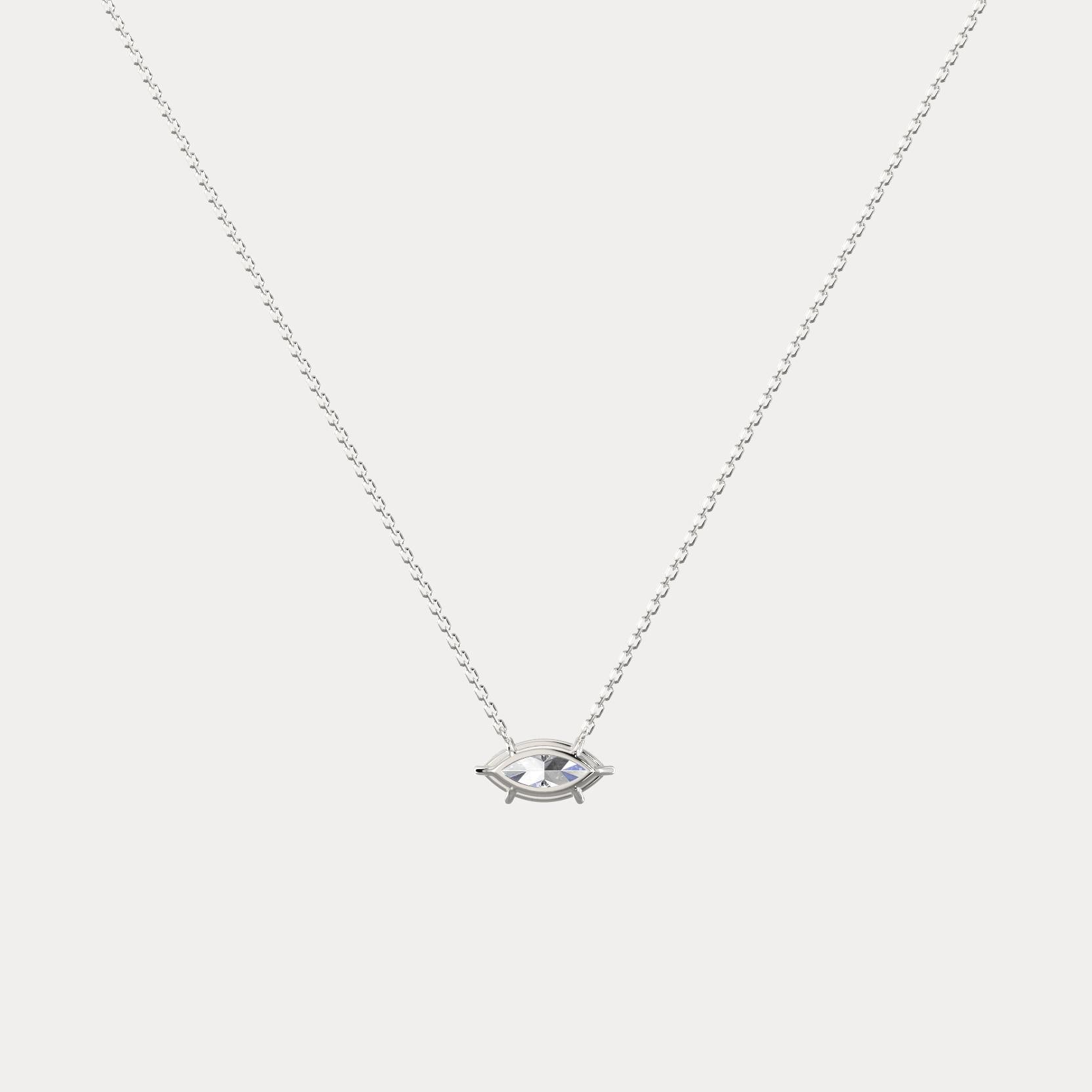 Marquise Lab-Grown Diamond Solitaire Pendant Necklace - Necklaces