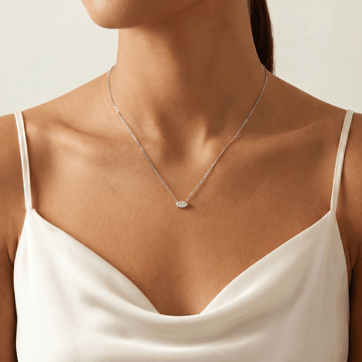 Marquise Lab-Grown Diamond Solitaire Pendant Necklace - Necklaces