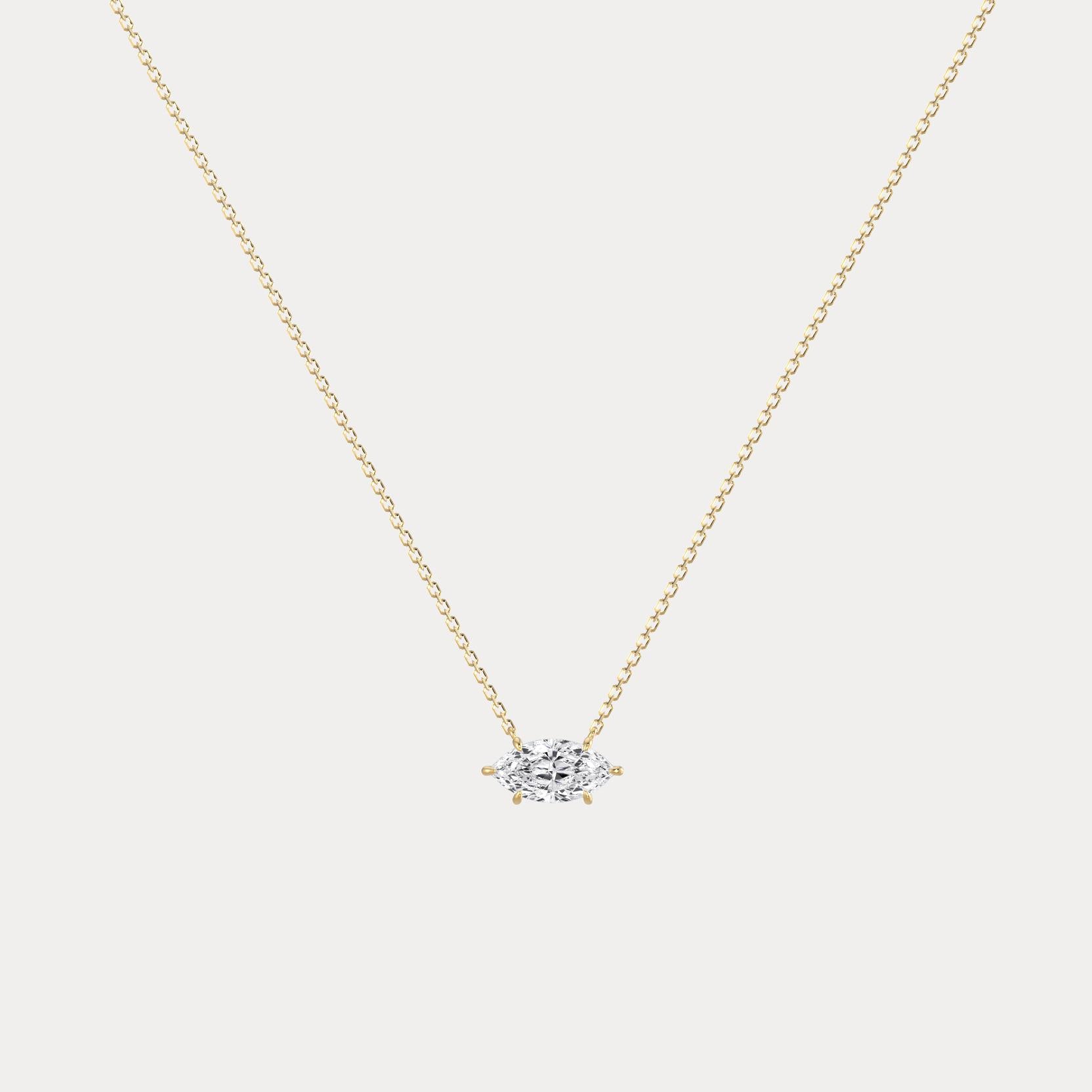 Marquise Lab-Grown Diamond Solitaire Pendant Necklace - Necklaces