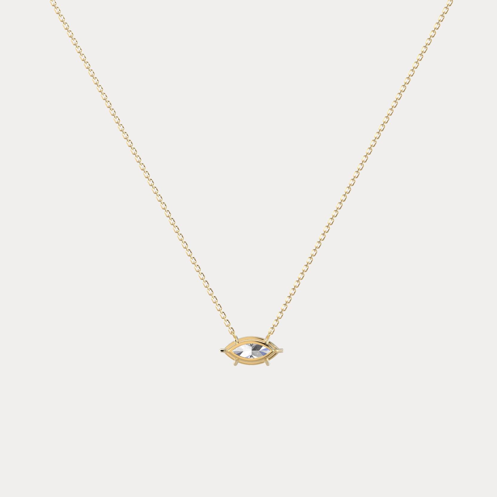 Marquise Lab-Grown Diamond Solitaire Pendant Necklace - Necklaces