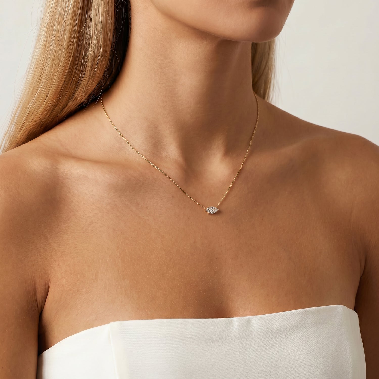 Marquise Lab-Grown Diamond Solitaire Pendant Necklace - Necklaces