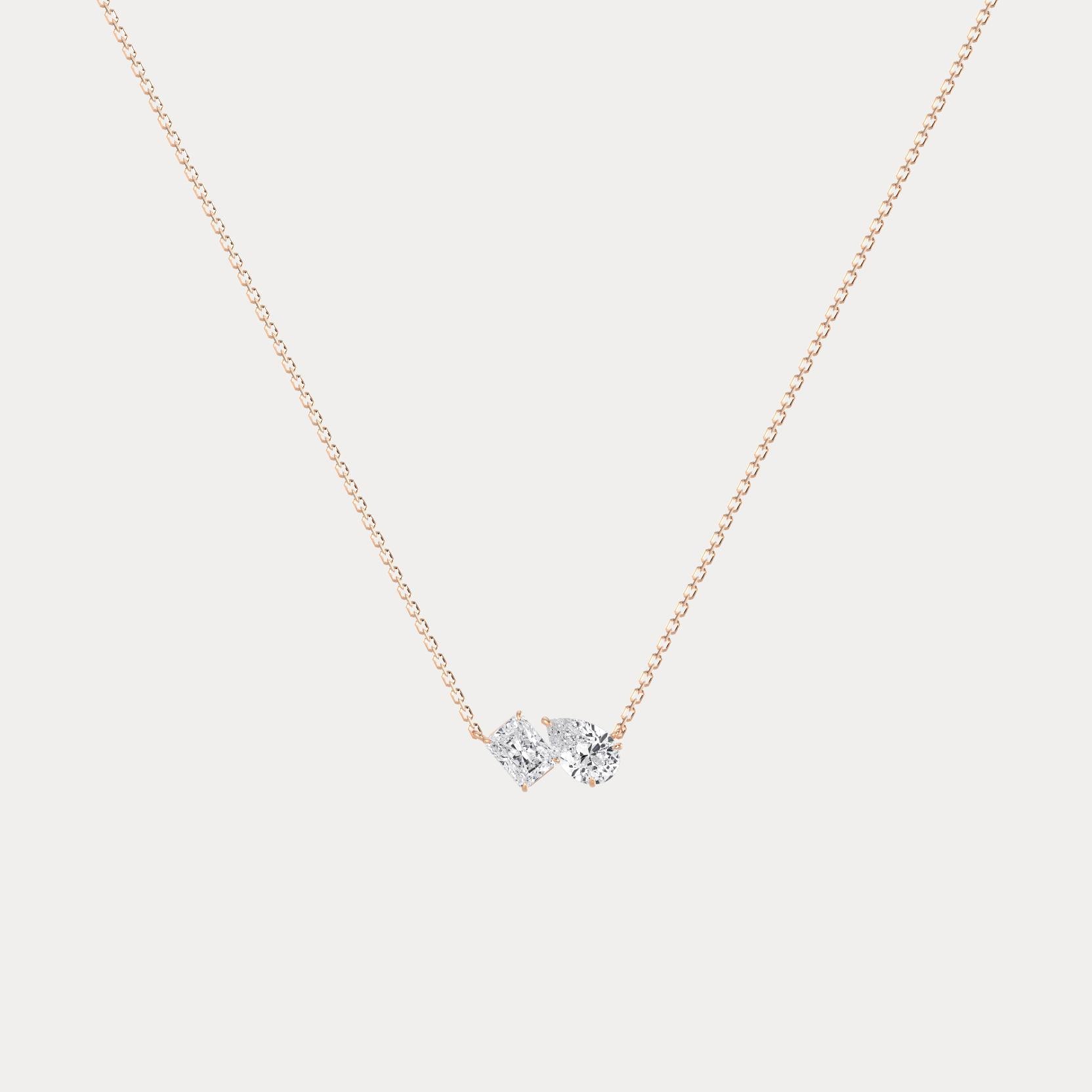 Radiant & Pear Lab-Grown Diamond Toi et Moi Pendant Necklace - Necklaces