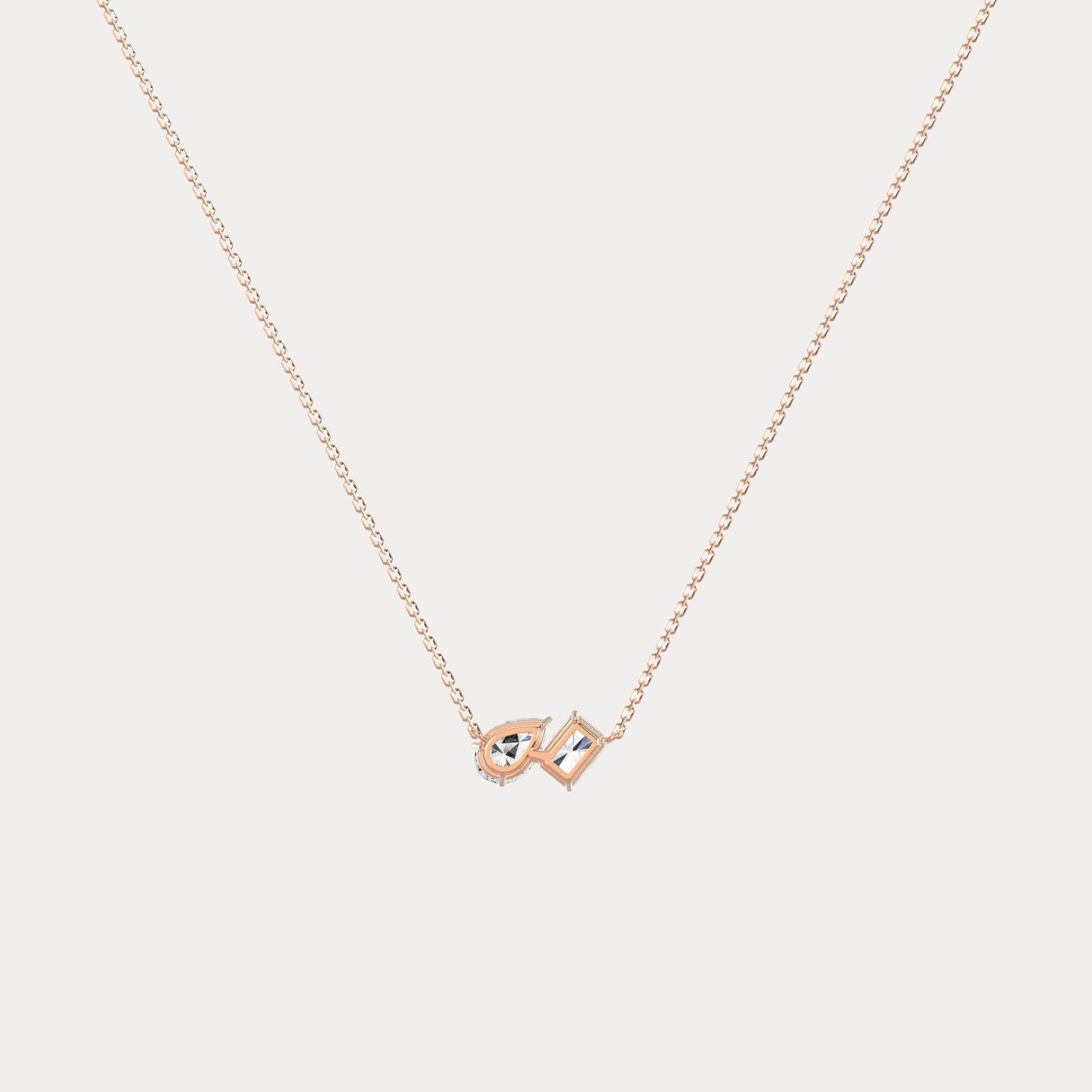Radiant & Pear Lab-Grown Diamond Toi et Moi Pendant Necklace - Necklaces