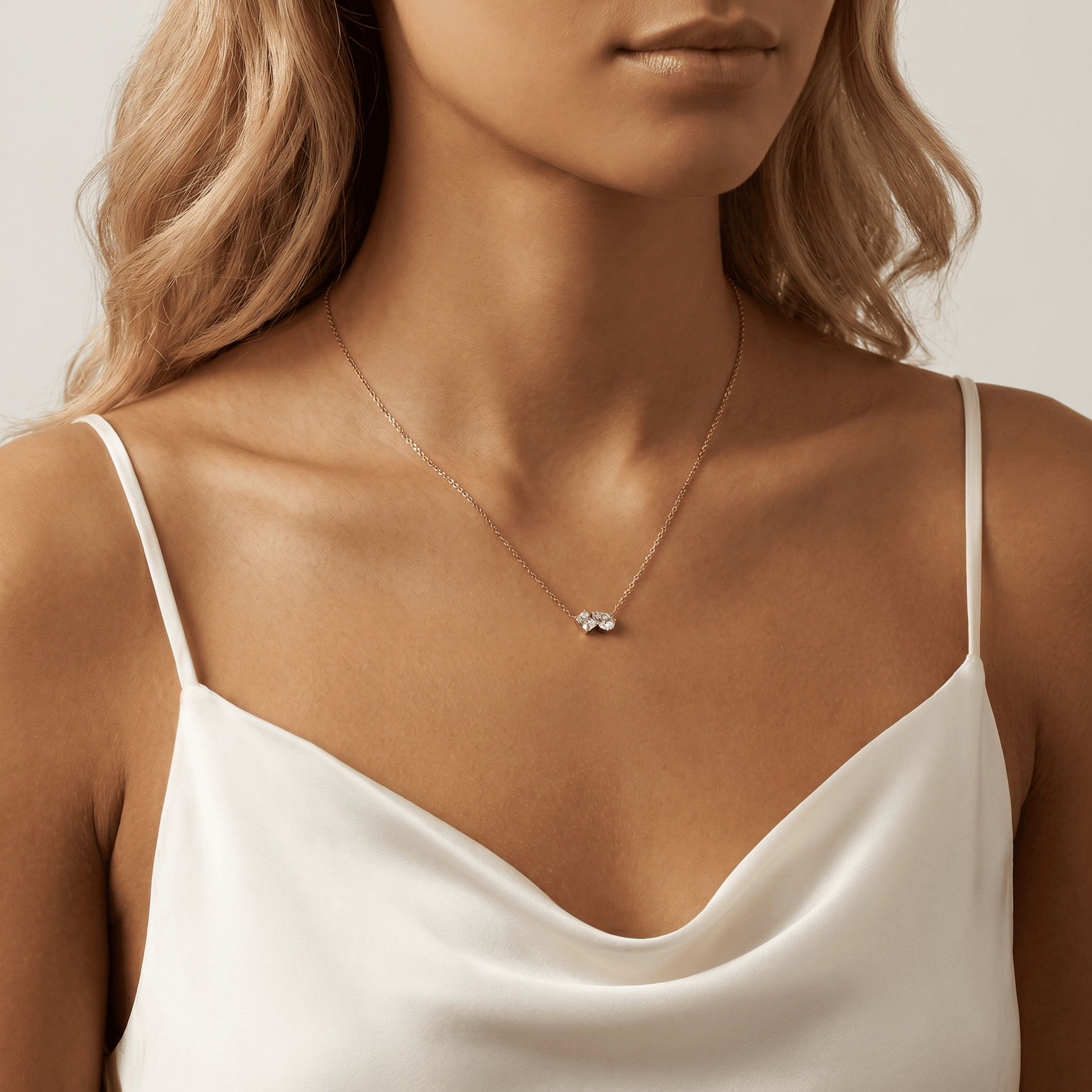 Radiant & Pear Lab-Grown Diamond Toi et Moi Pendant Necklace - Necklaces