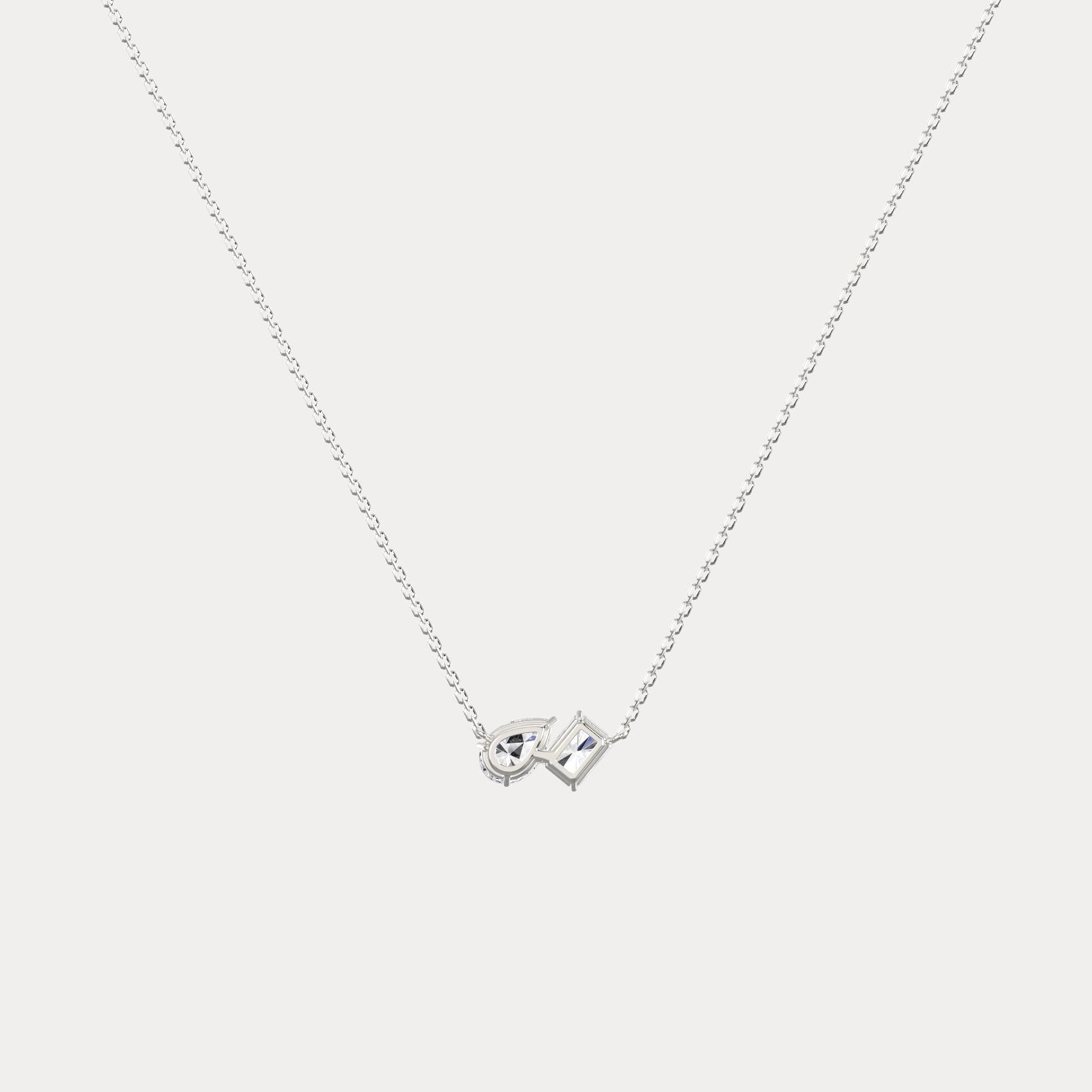 Radiant & Pear Lab-Grown Diamond Toi et Moi Pendant Necklace - Necklaces