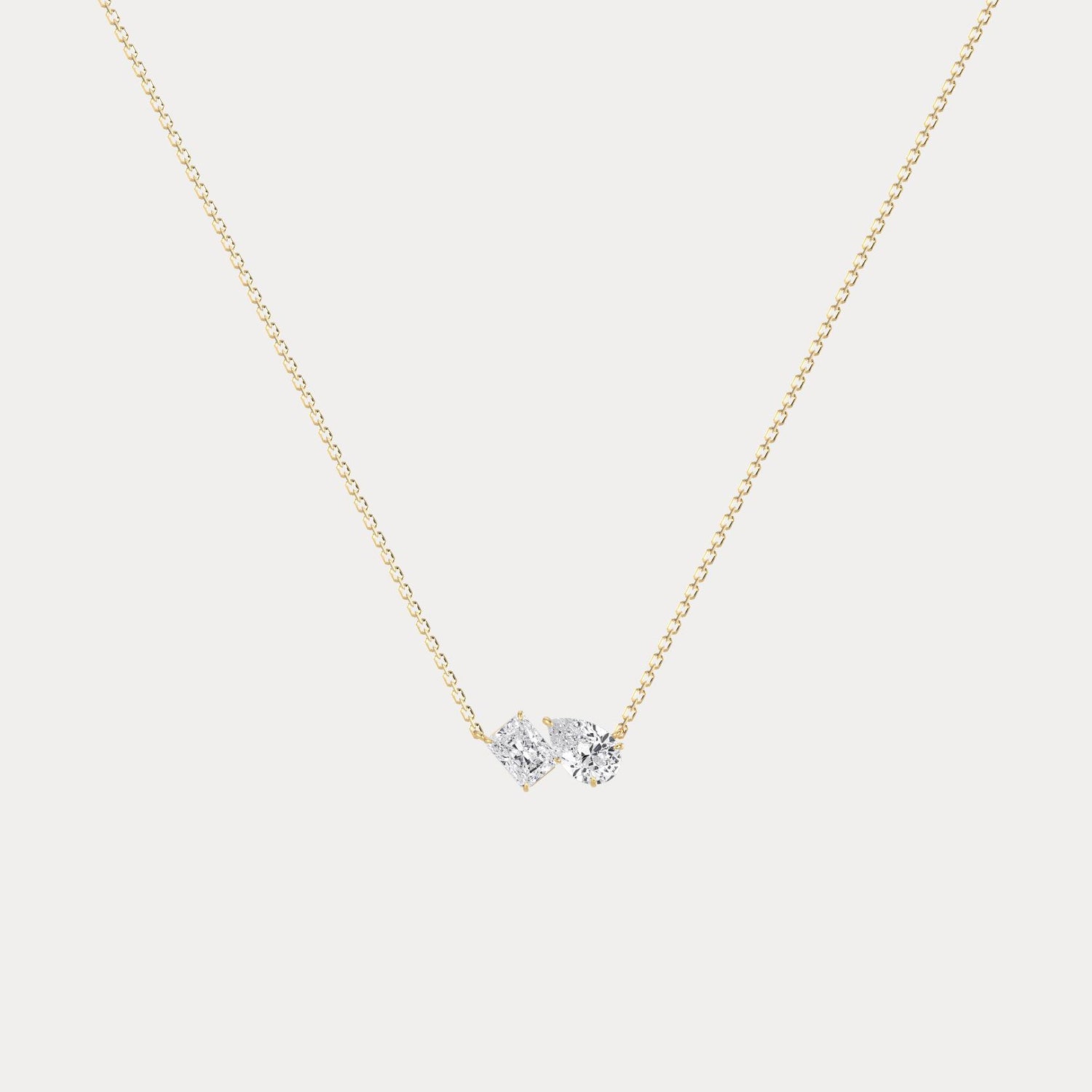 Radiant & Pear Lab-Grown Diamond Toi et Moi Pendant Necklace - Necklaces