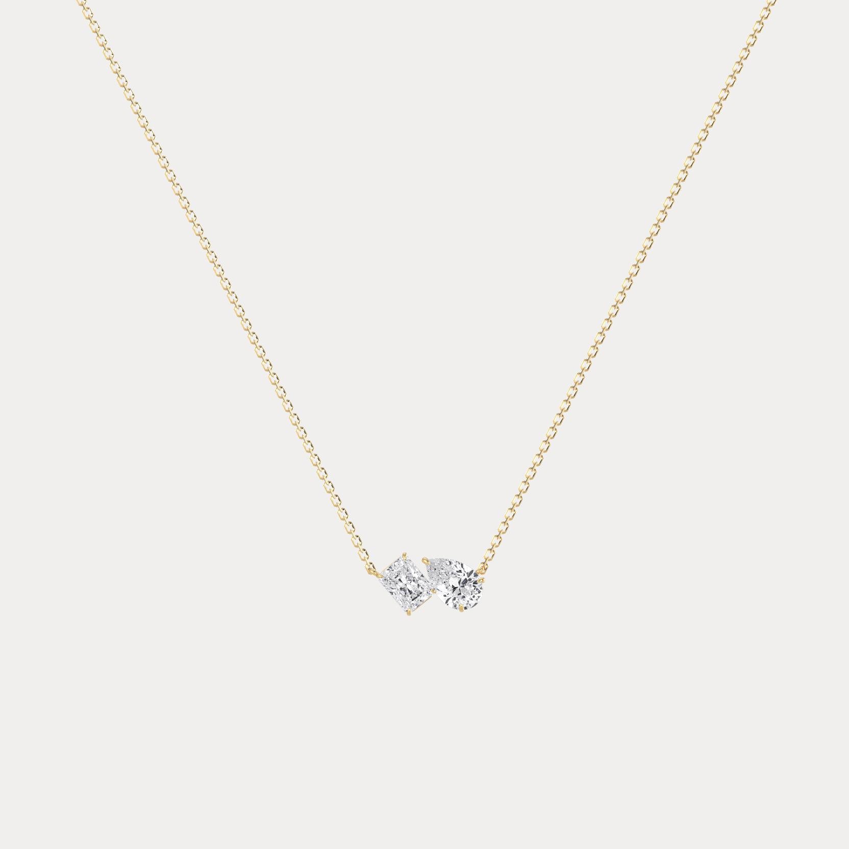 Radiant & Pear Lab-Grown Diamond Toi et Moi Pendant Necklace - Necklaces