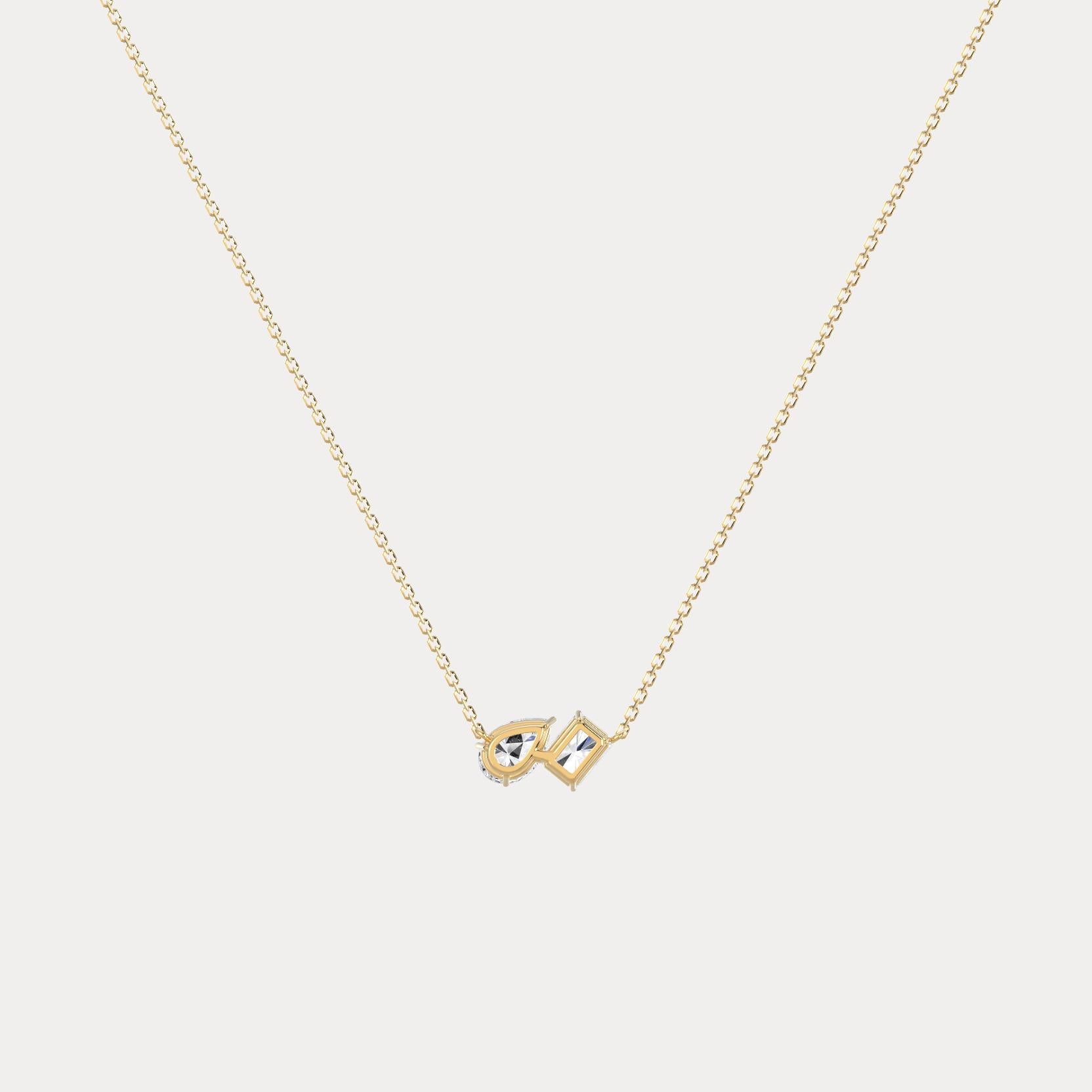 Radiant & Pear Lab-Grown Diamond Toi et Moi Pendant Necklace - Necklaces