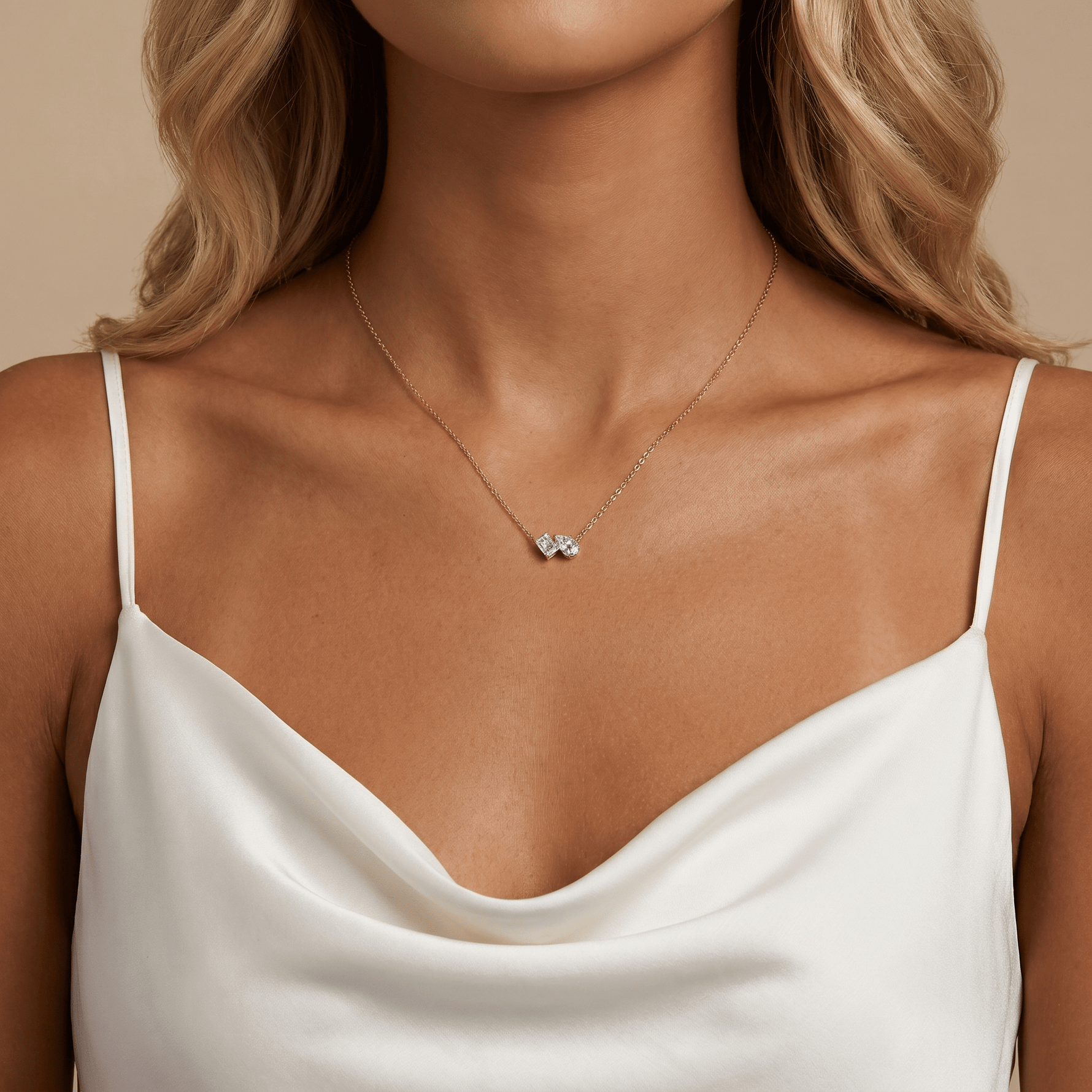 Radiant & Pear Lab-Grown Diamond Toi et Moi Pendant Necklace - Necklaces
