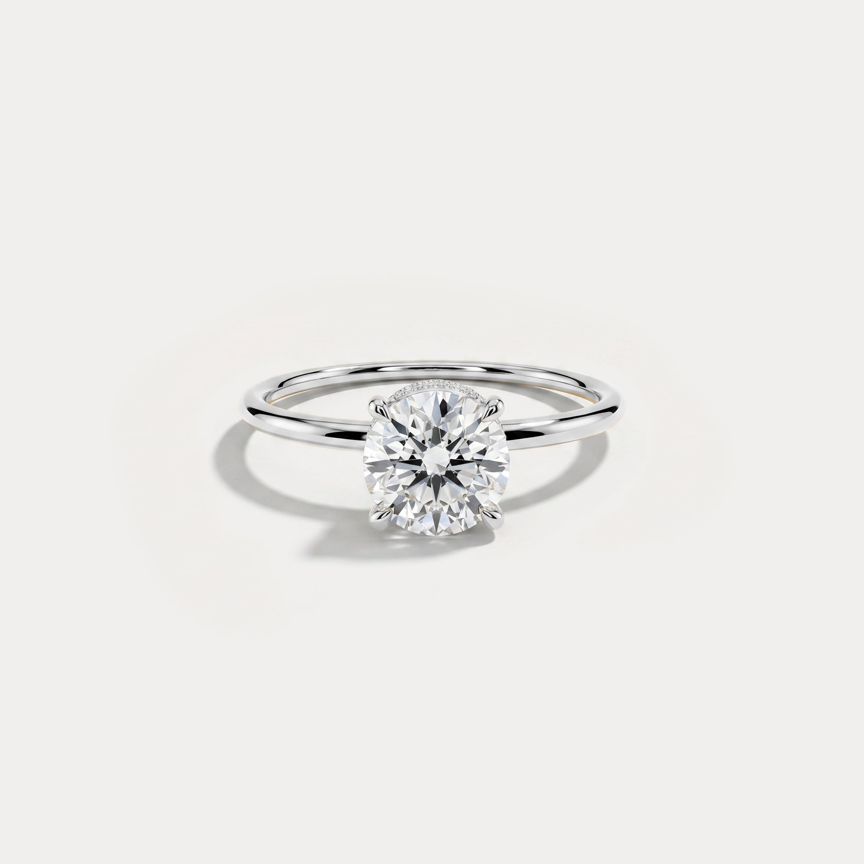 Liana丨Hidden Halo 1CT Round Lab Diamond Ring With Basket Setting - Rings