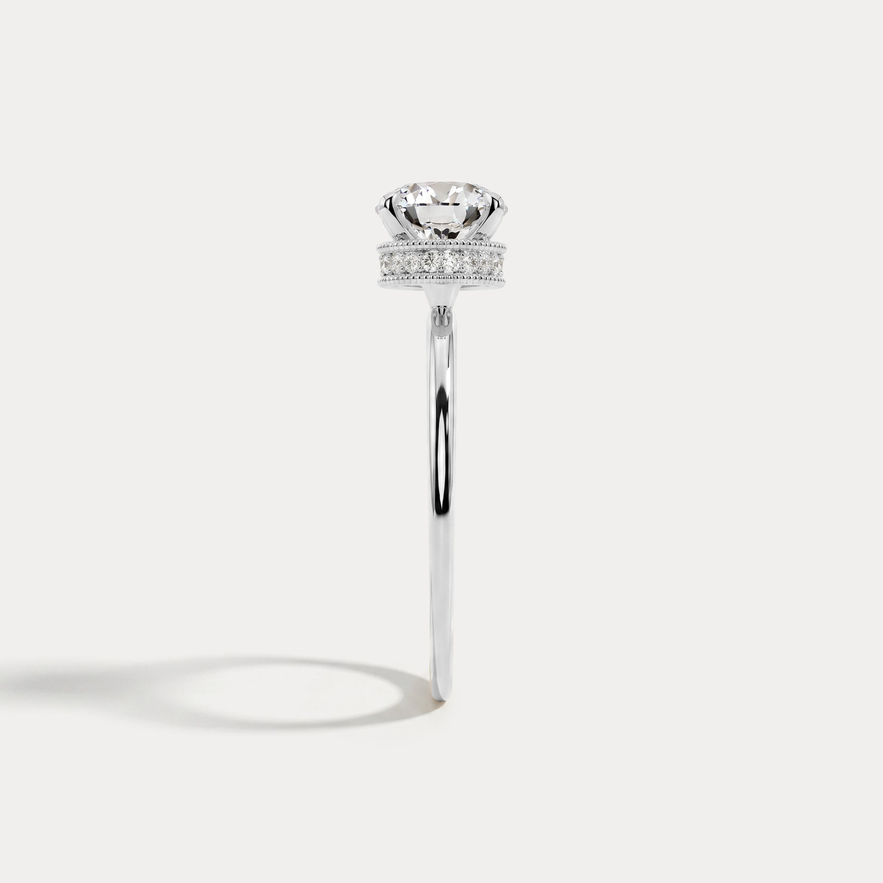 Liana丨Hidden Halo 1CT Round Lab Diamond Ring With Basket Setting - Rings